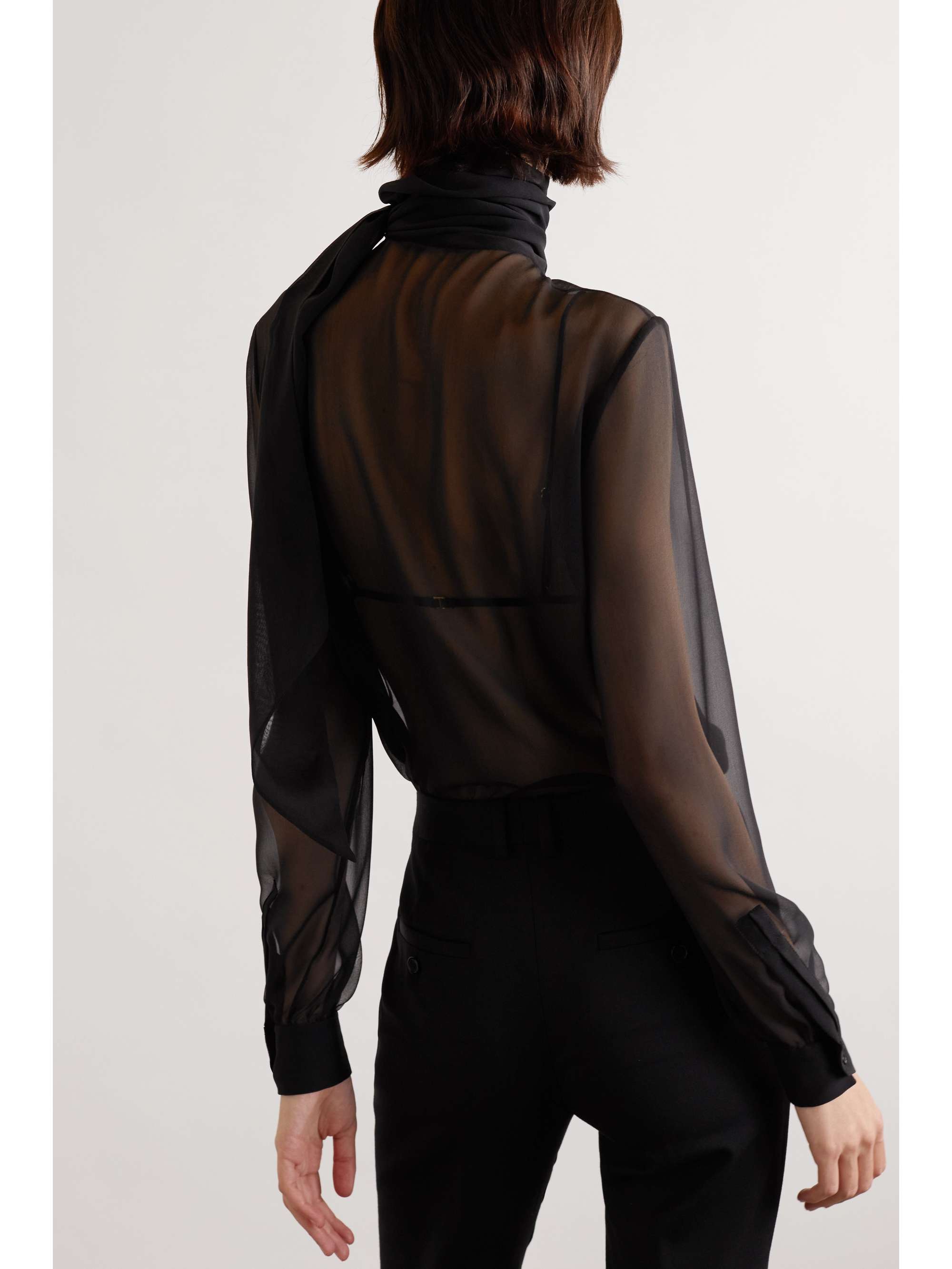 Tie-detailed silk-chiffon blouse view
