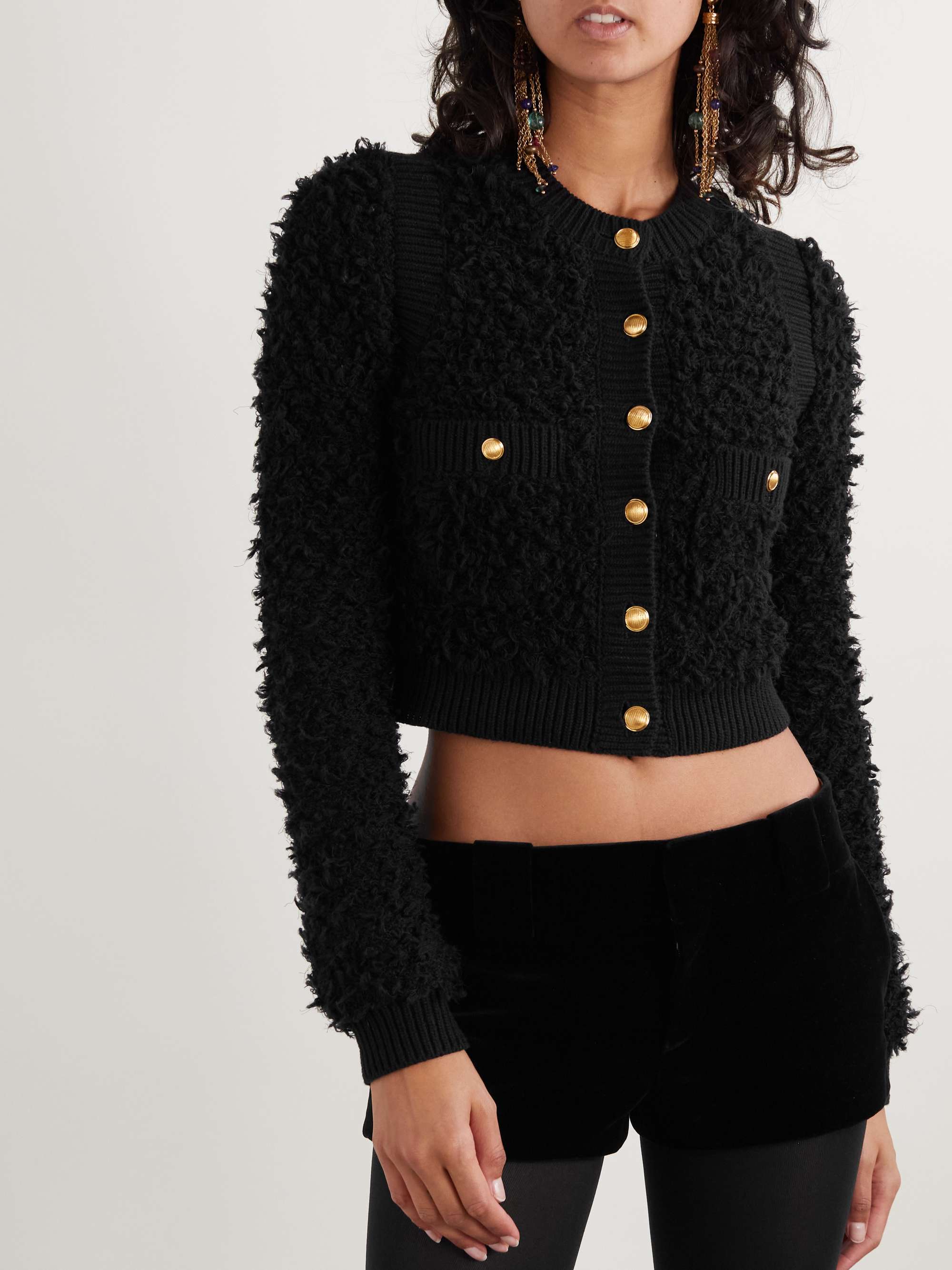 Wool and silk-blend bouclé cardigan view