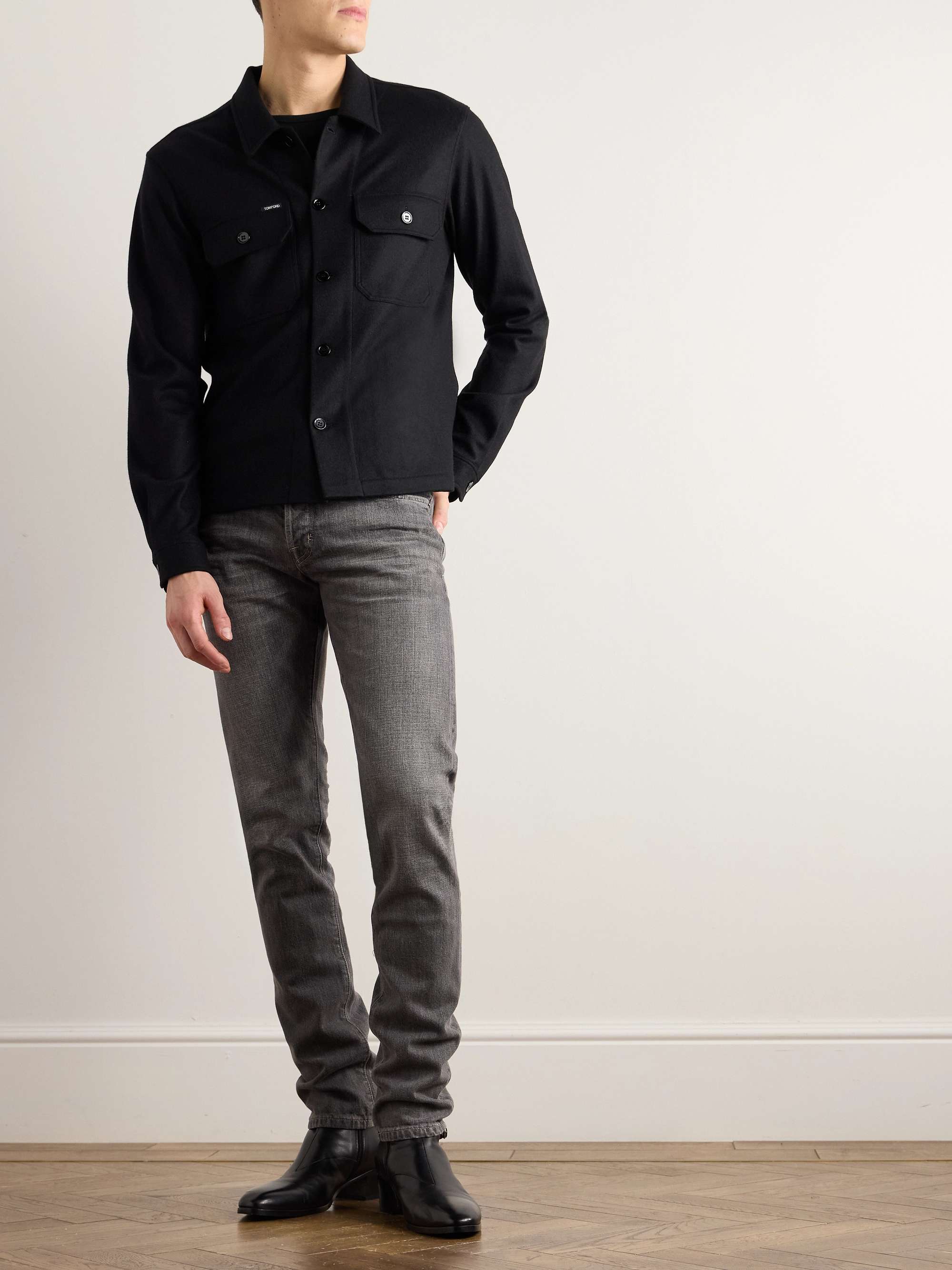 Logo-Appliquéd Cashmere Overshirt view