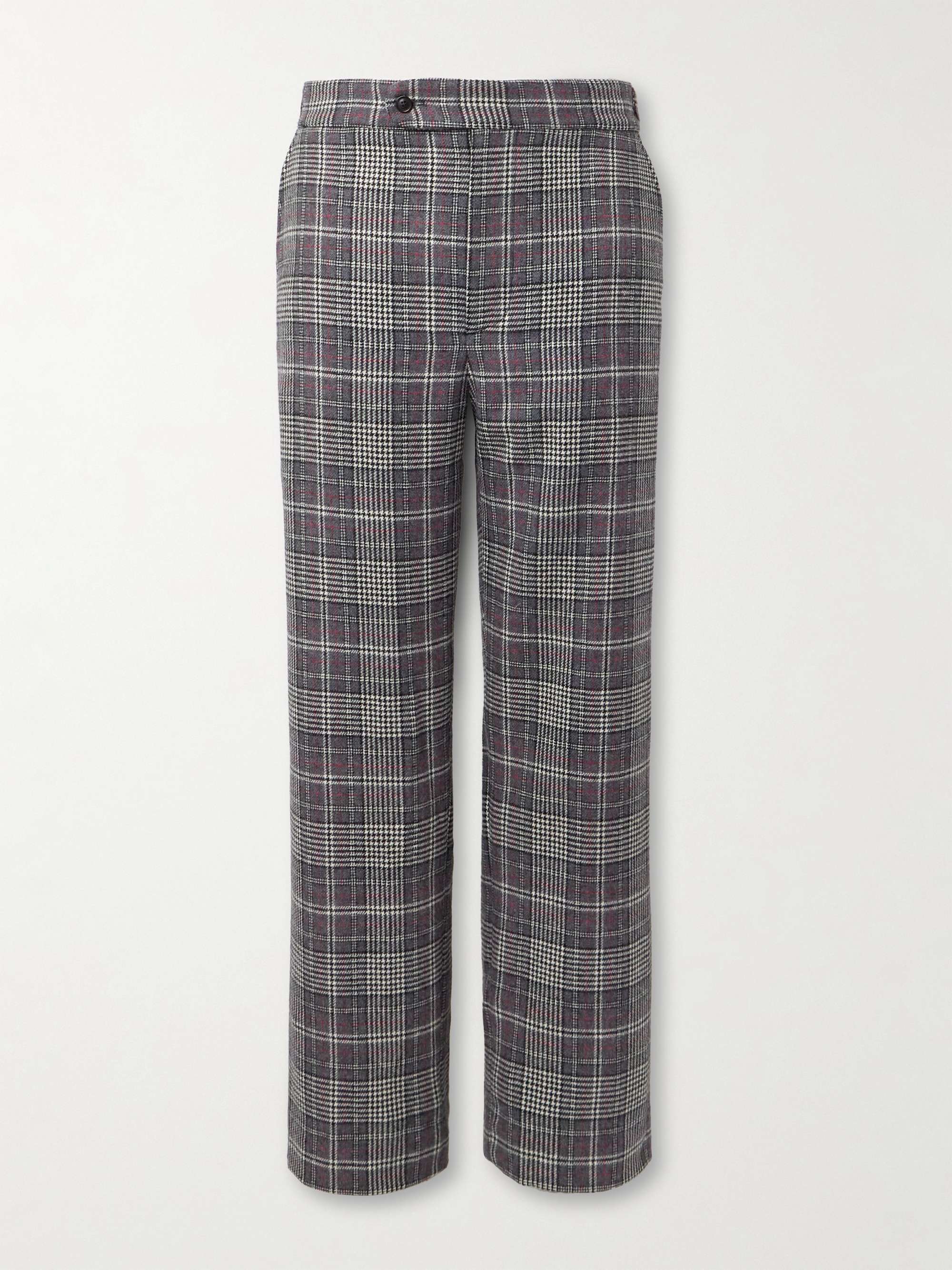 Straight-Leg Checked Flannel Trousers view