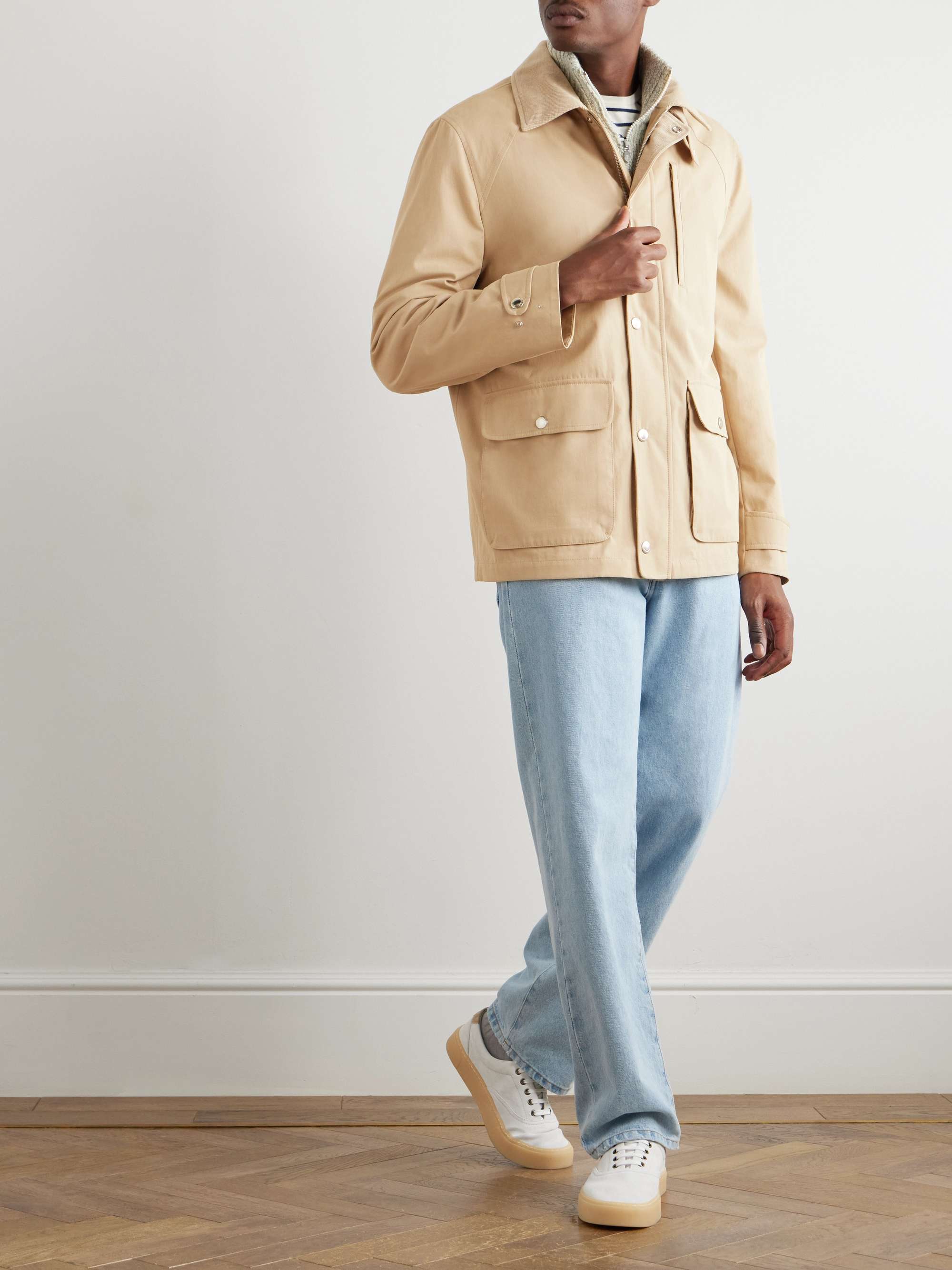 Corduroy-Trimmed Cotton-Blend Gabardine Field Jacket view