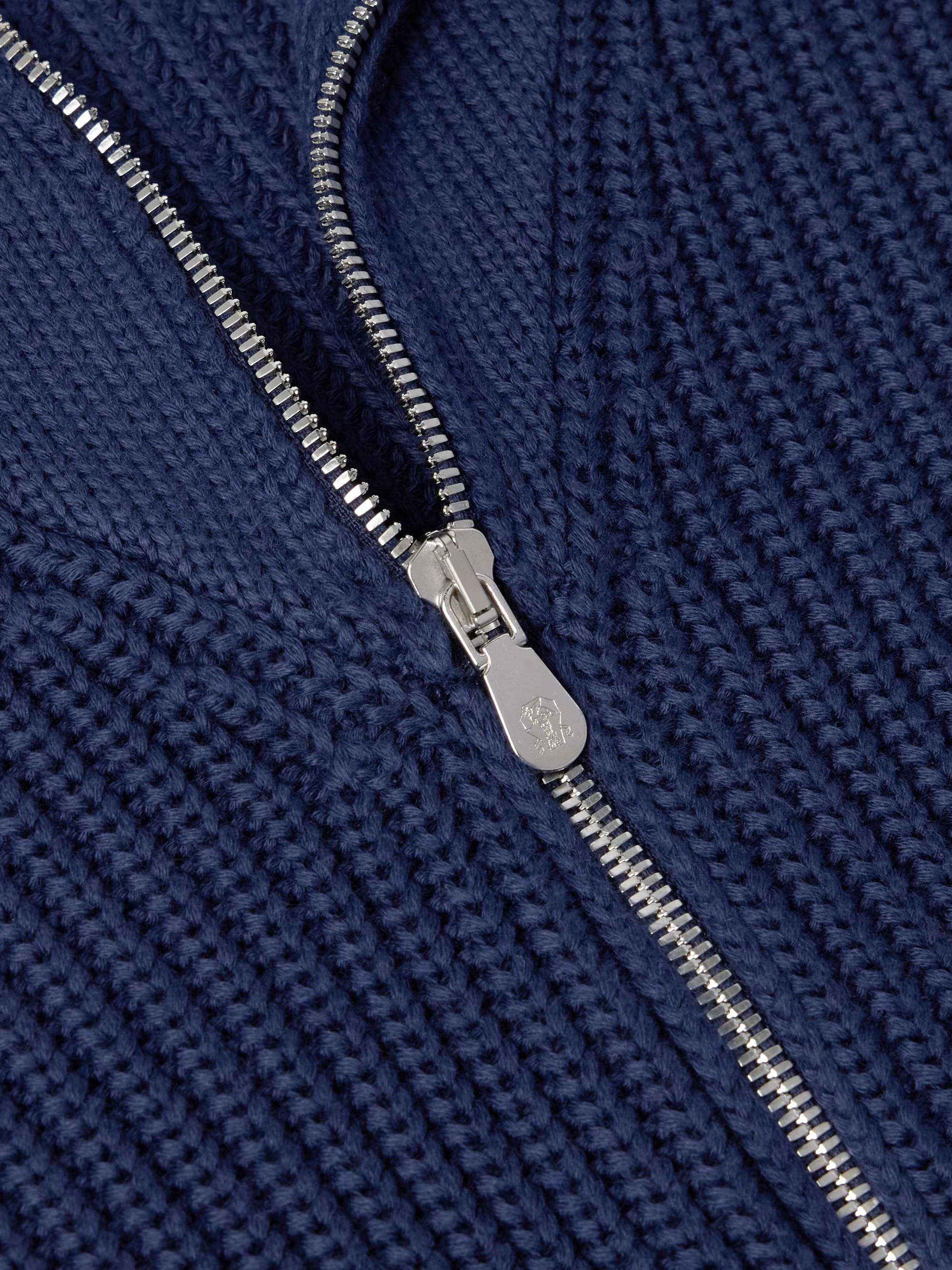 Ribbed Cotton Zip-Up Cardigan view