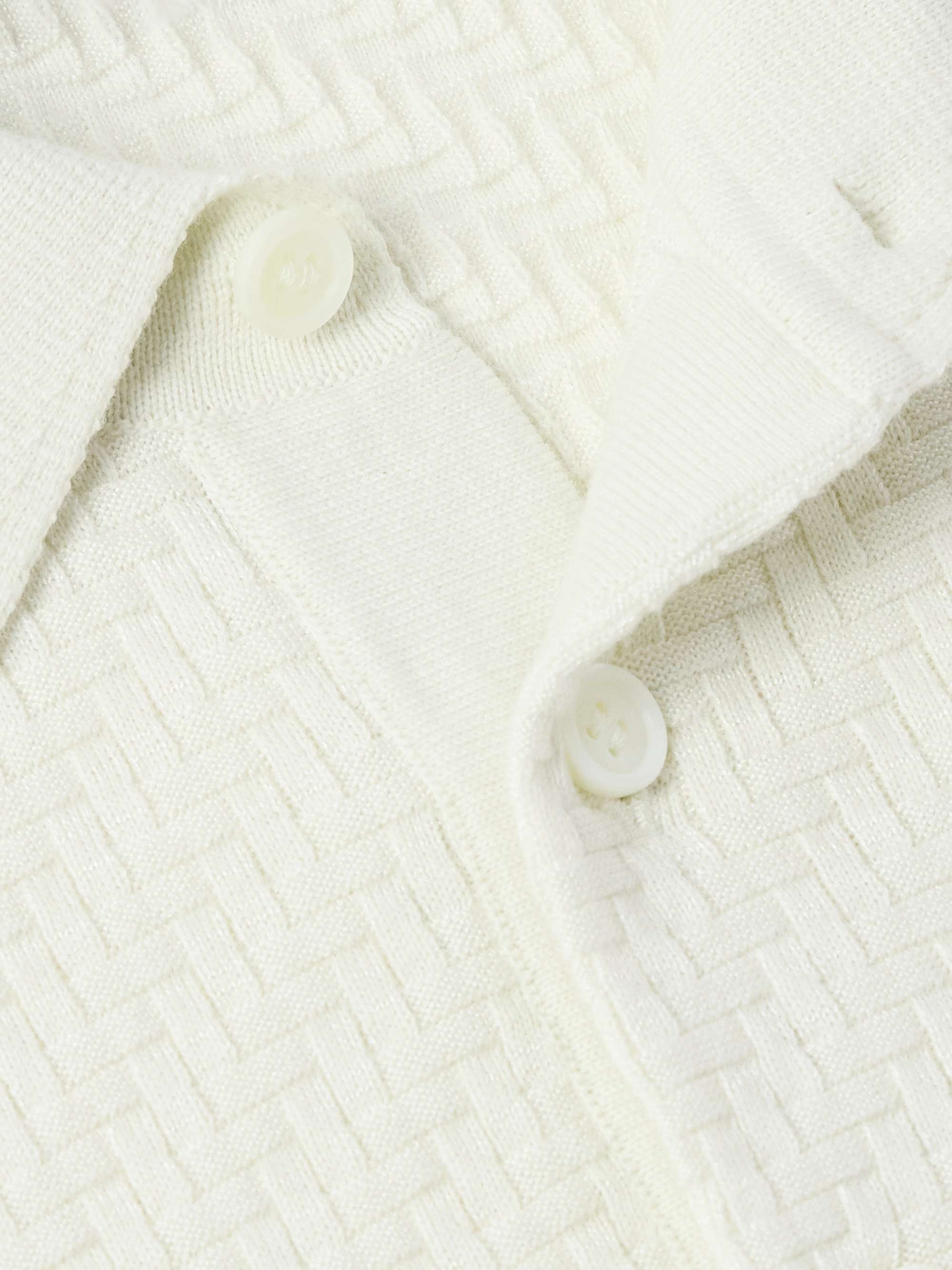 Basketweave Cotton, Silk and Cashmere-Blend Polo Shirt view