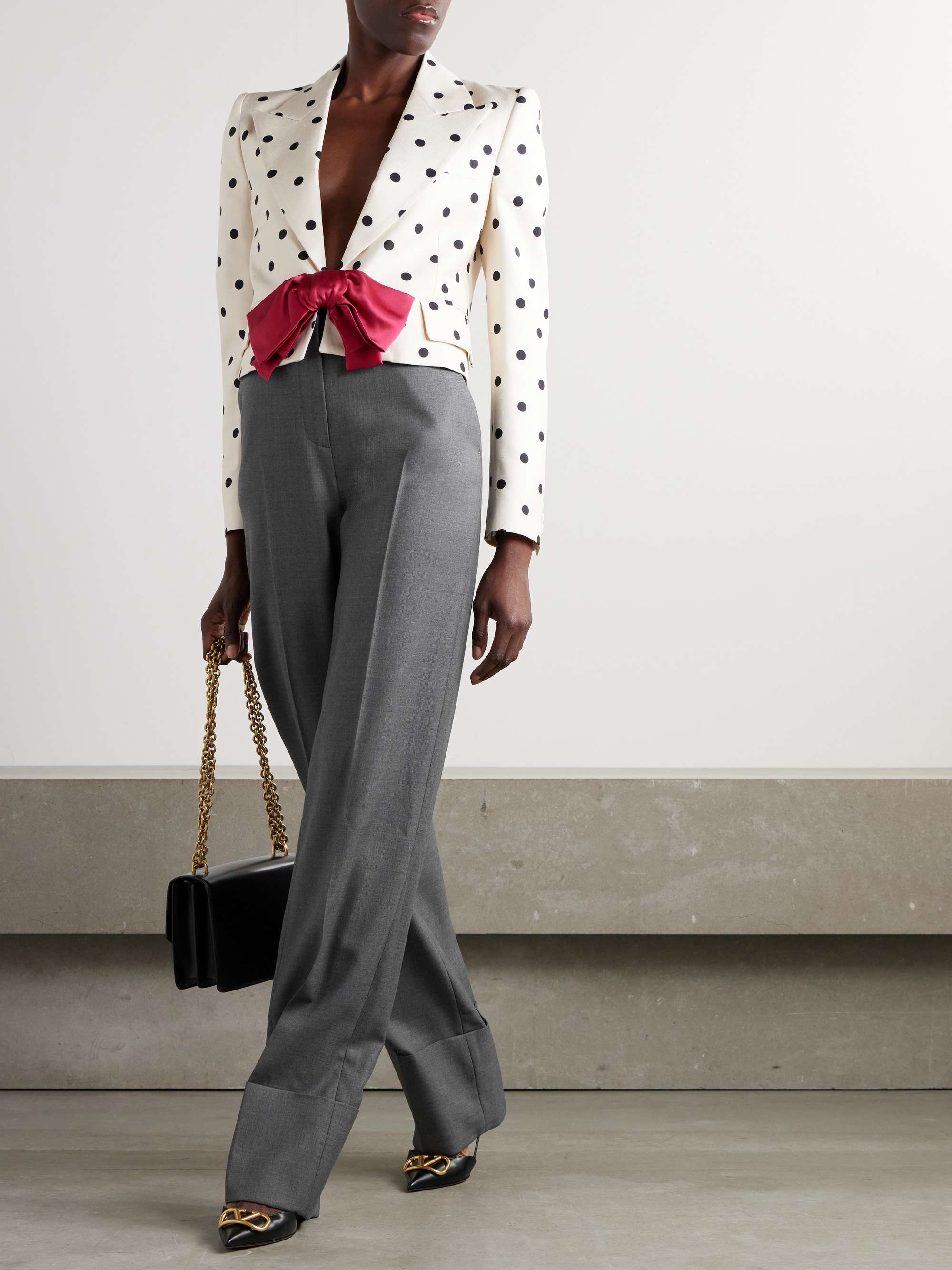 Wool-twill straight-leg pants view
