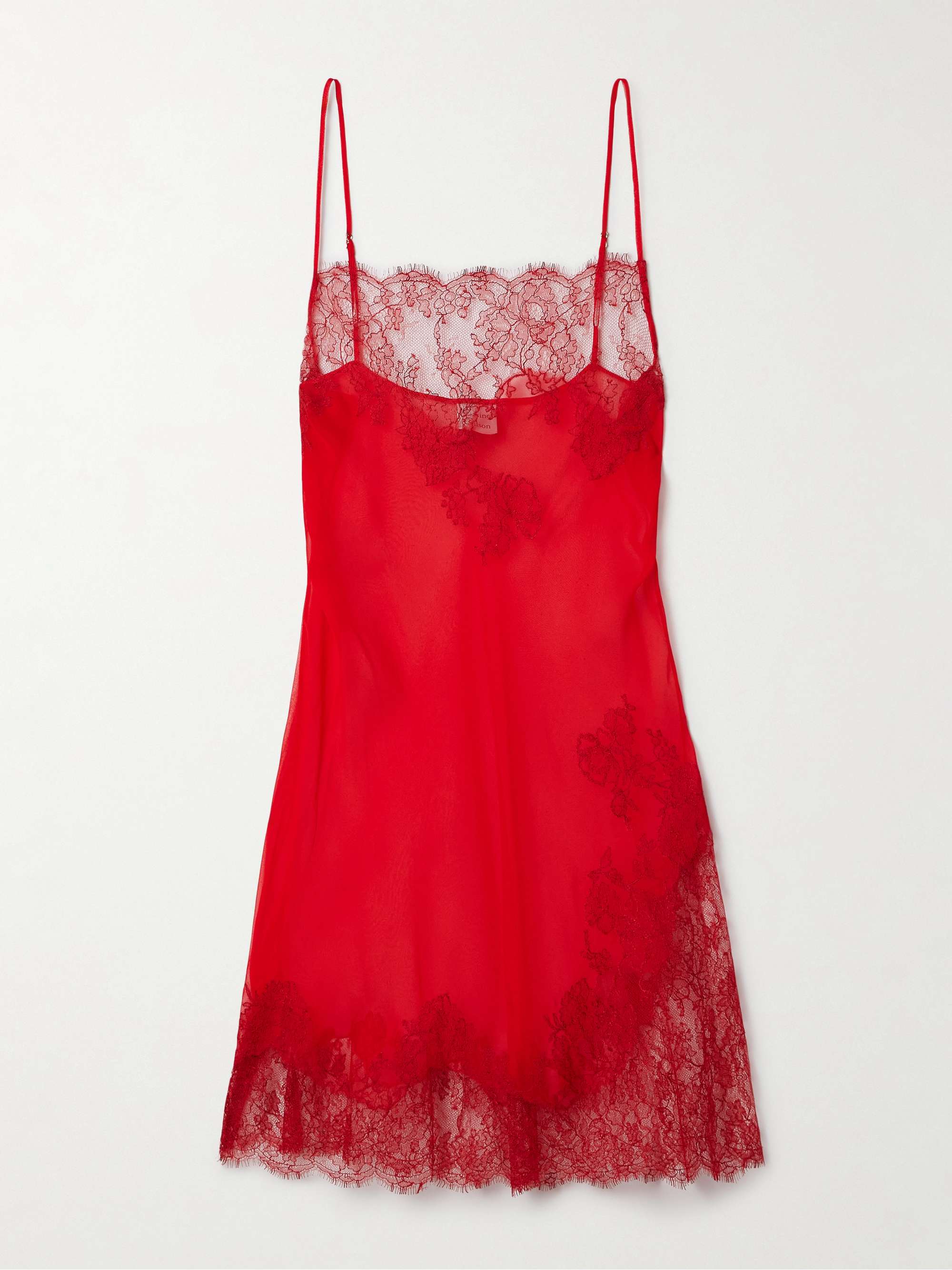 Lace-trimmed silk-chiffon chemise view