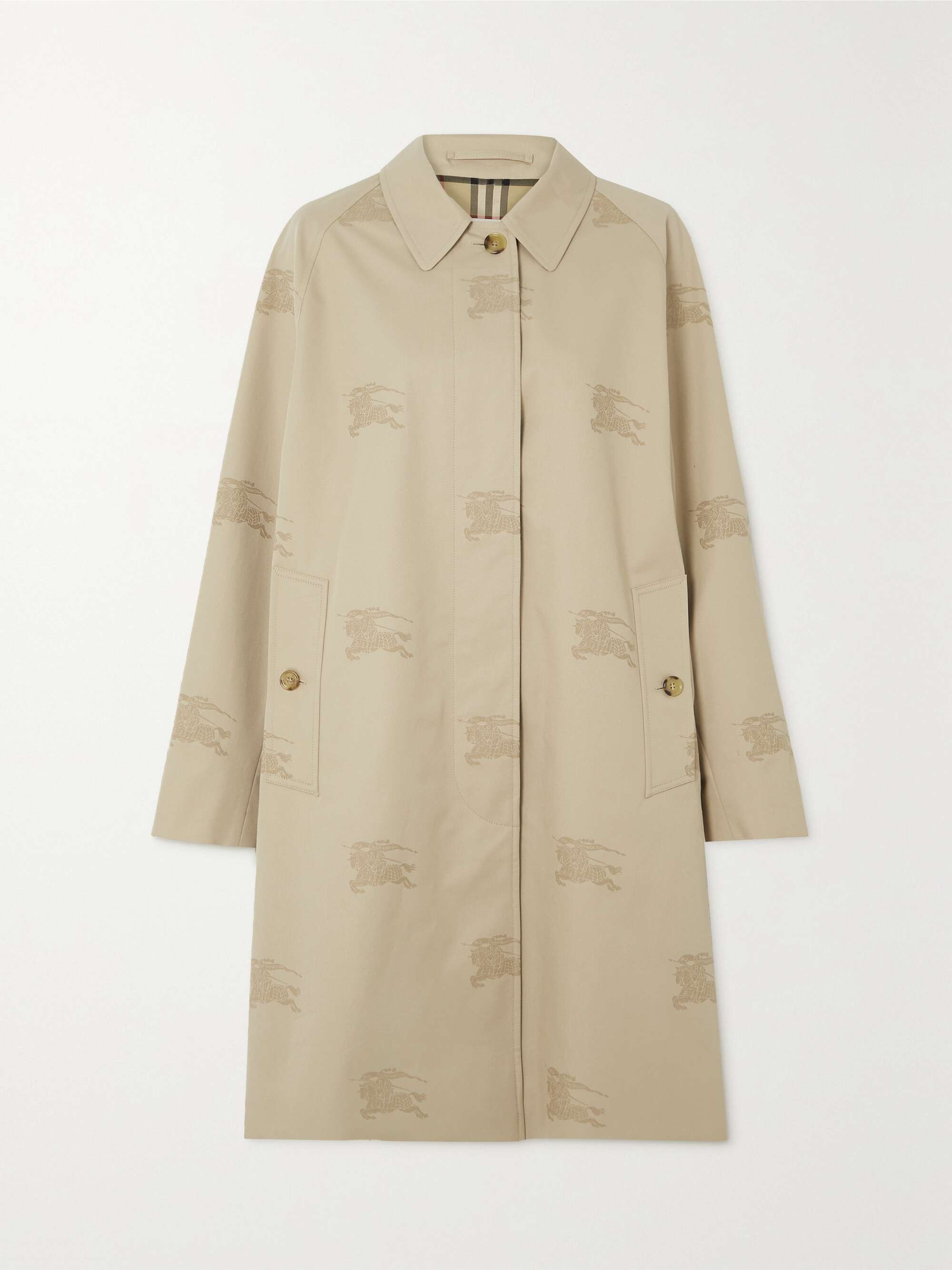 Cotton-garbadine jacquard trench coat view