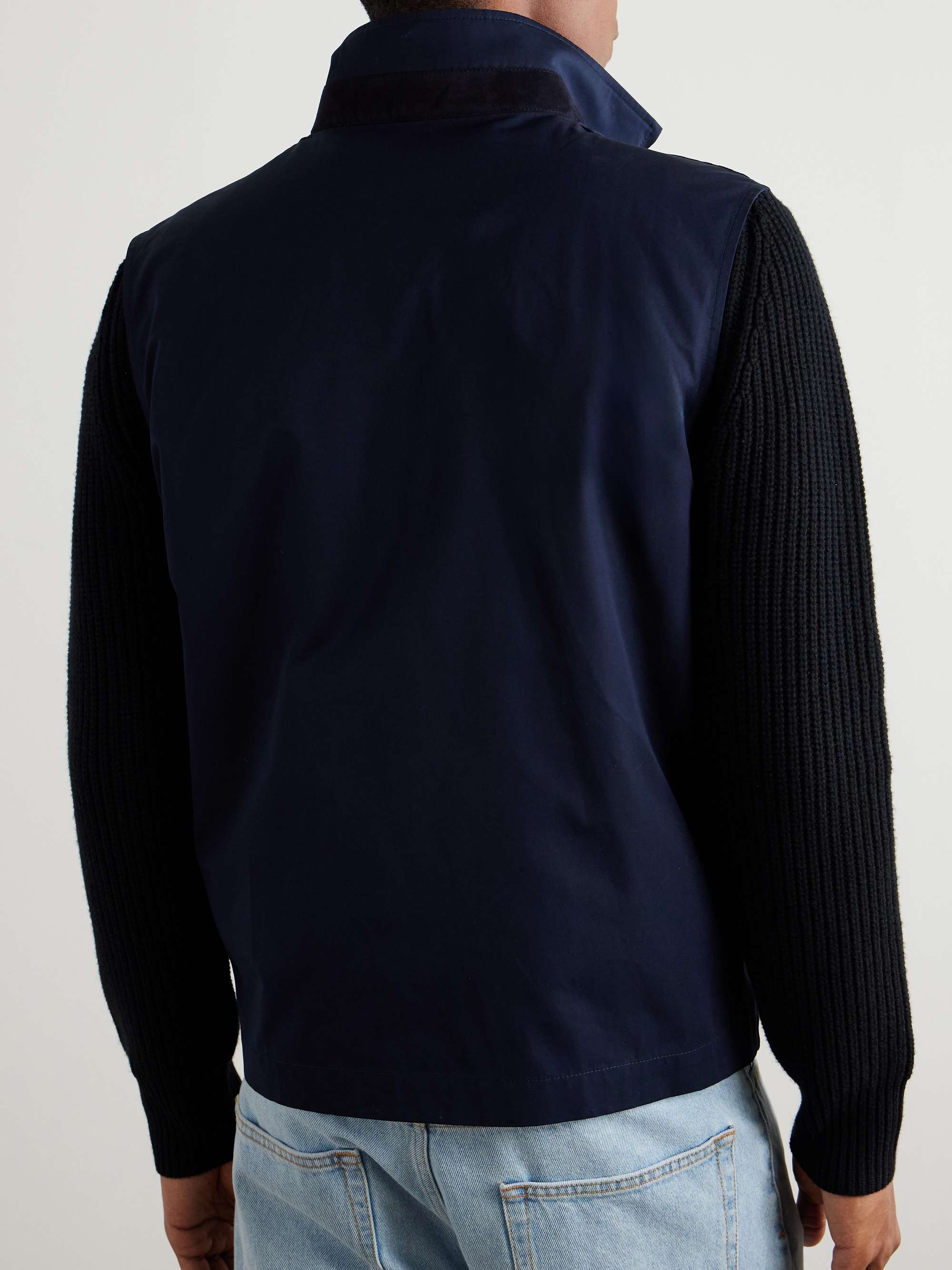 Landon Suede-Trimmed Cotton-Satin Gilet view