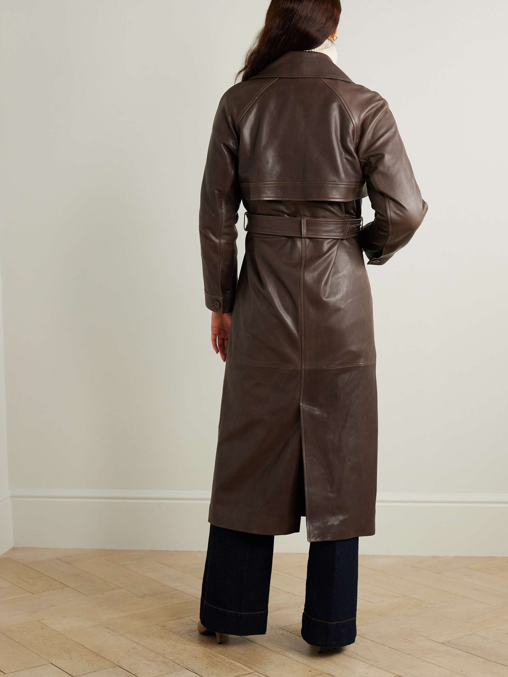 Valetta double-breasted belted leather trench coat view