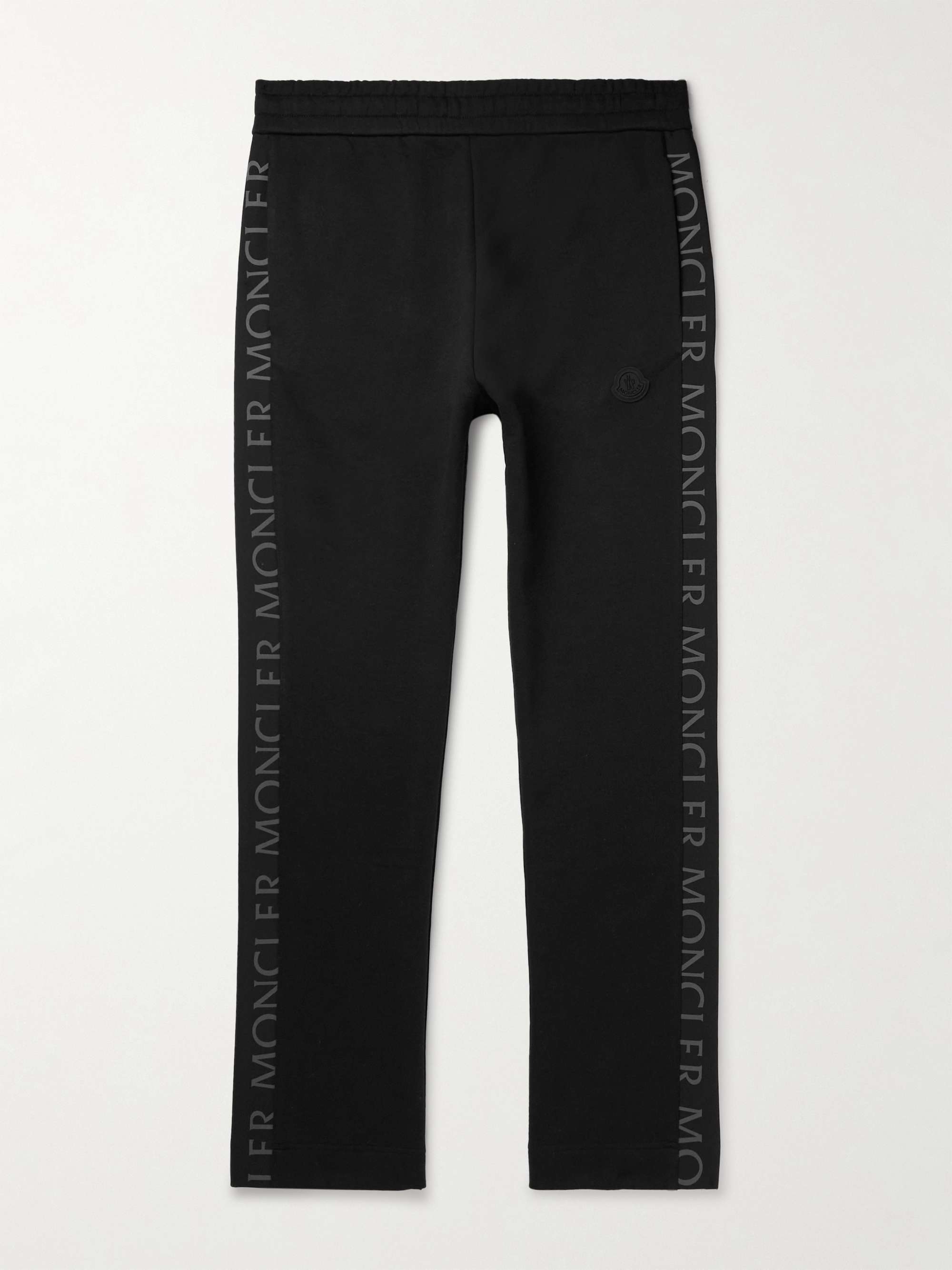 Slim-Fit Logo-Print Shell-Trimmed Cotton-Jersey Sweatpants view