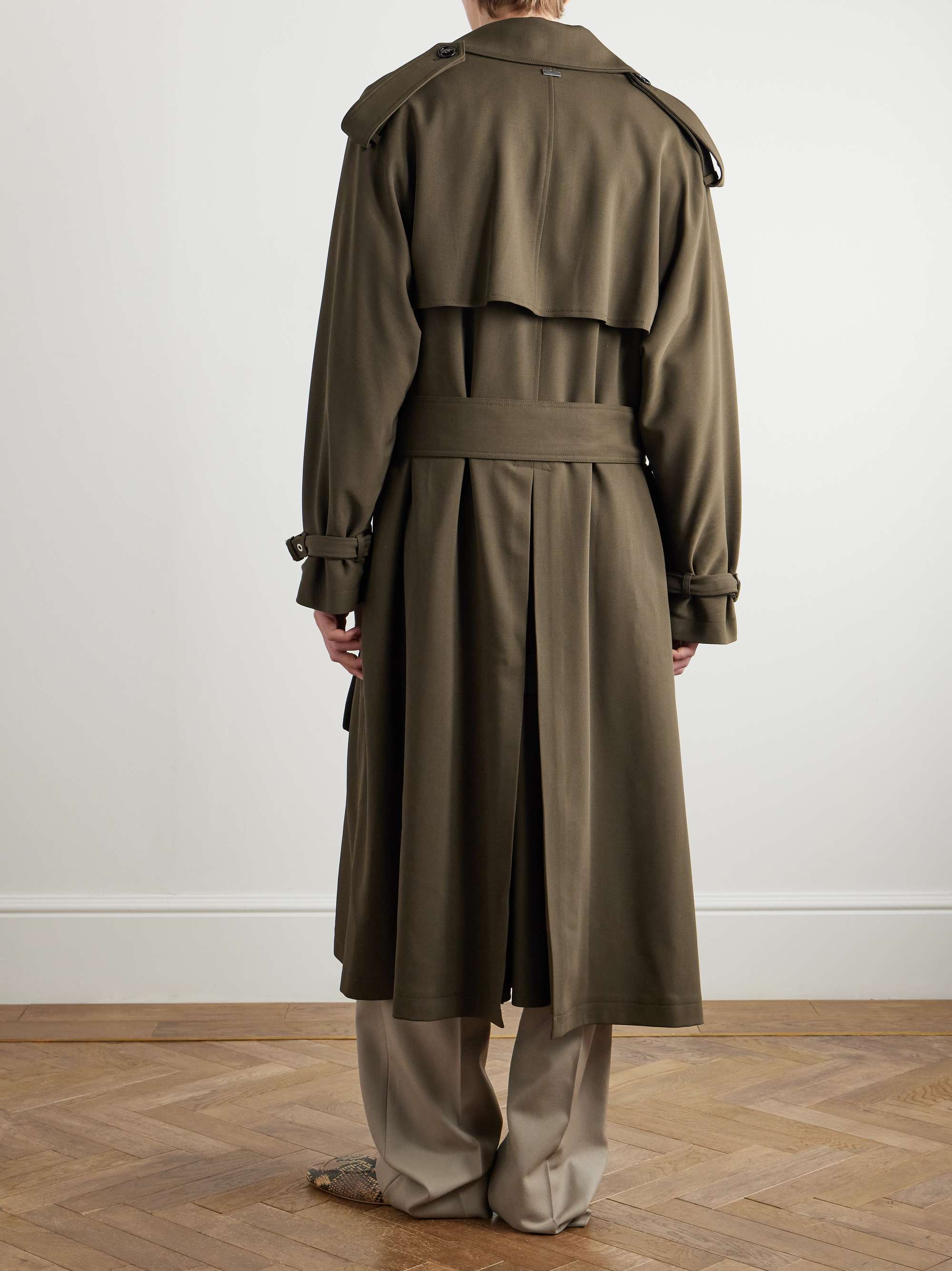 Double-Breasted Belted Virgin Wool-Gabardine Trench Coat view