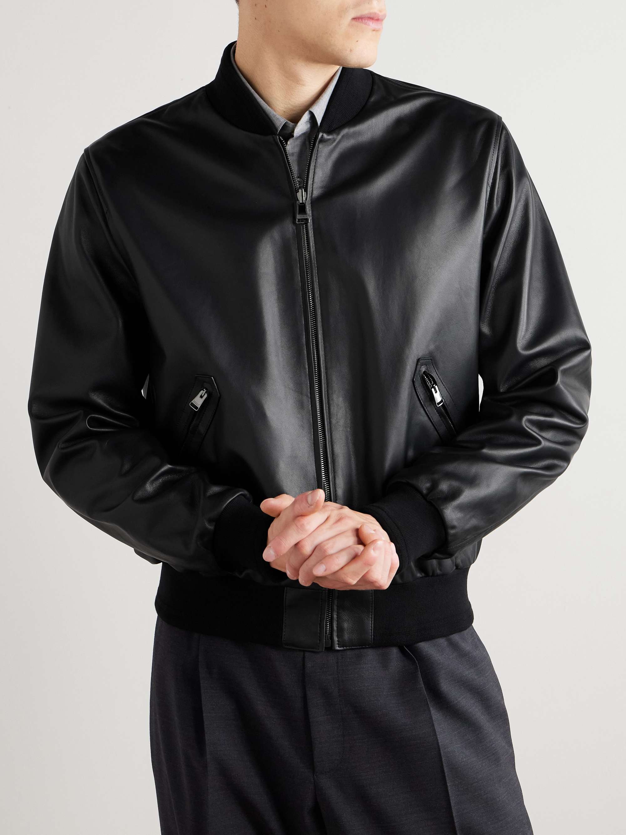 Reversible Leather and Shell Bomber Jacket view