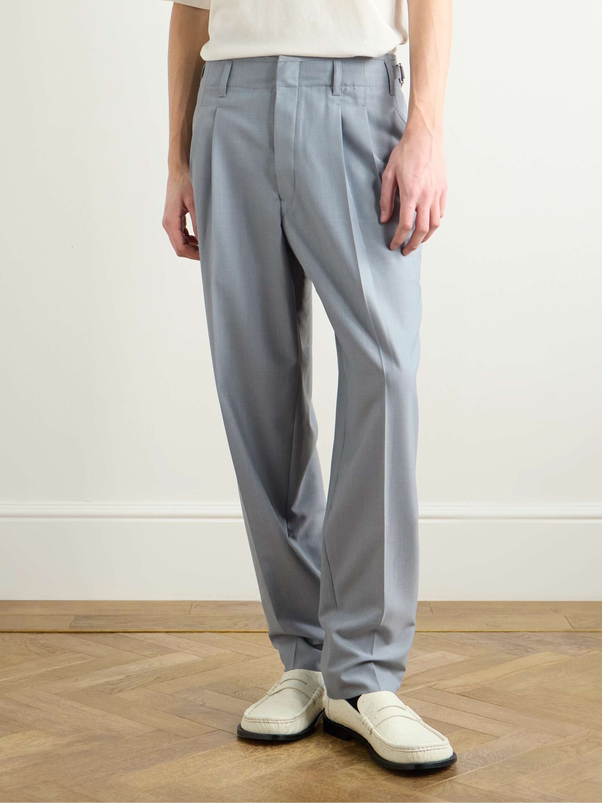 Tapered Pleated Twill Trousers view