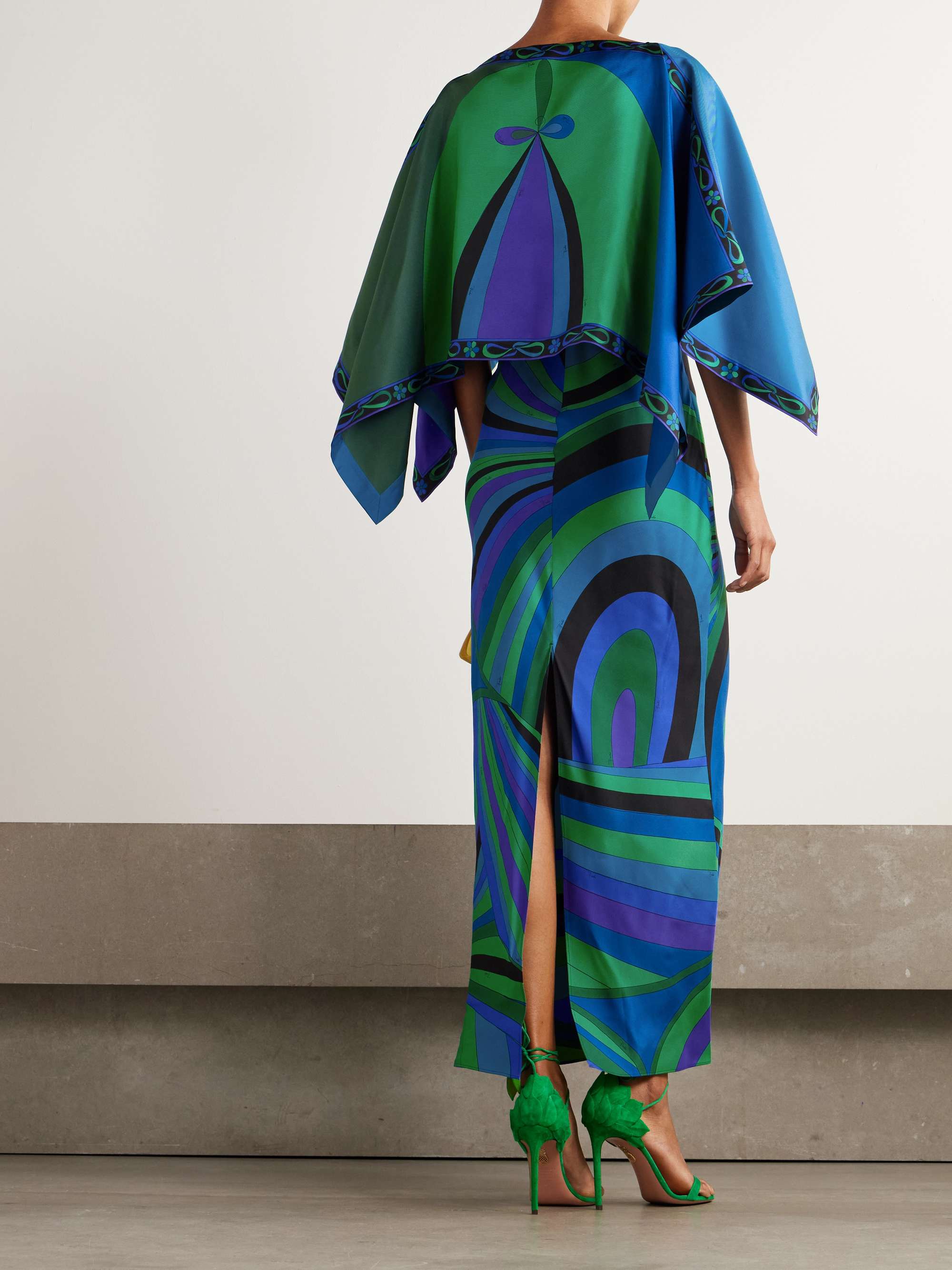 Layered printed silk-twill maxi dress view
