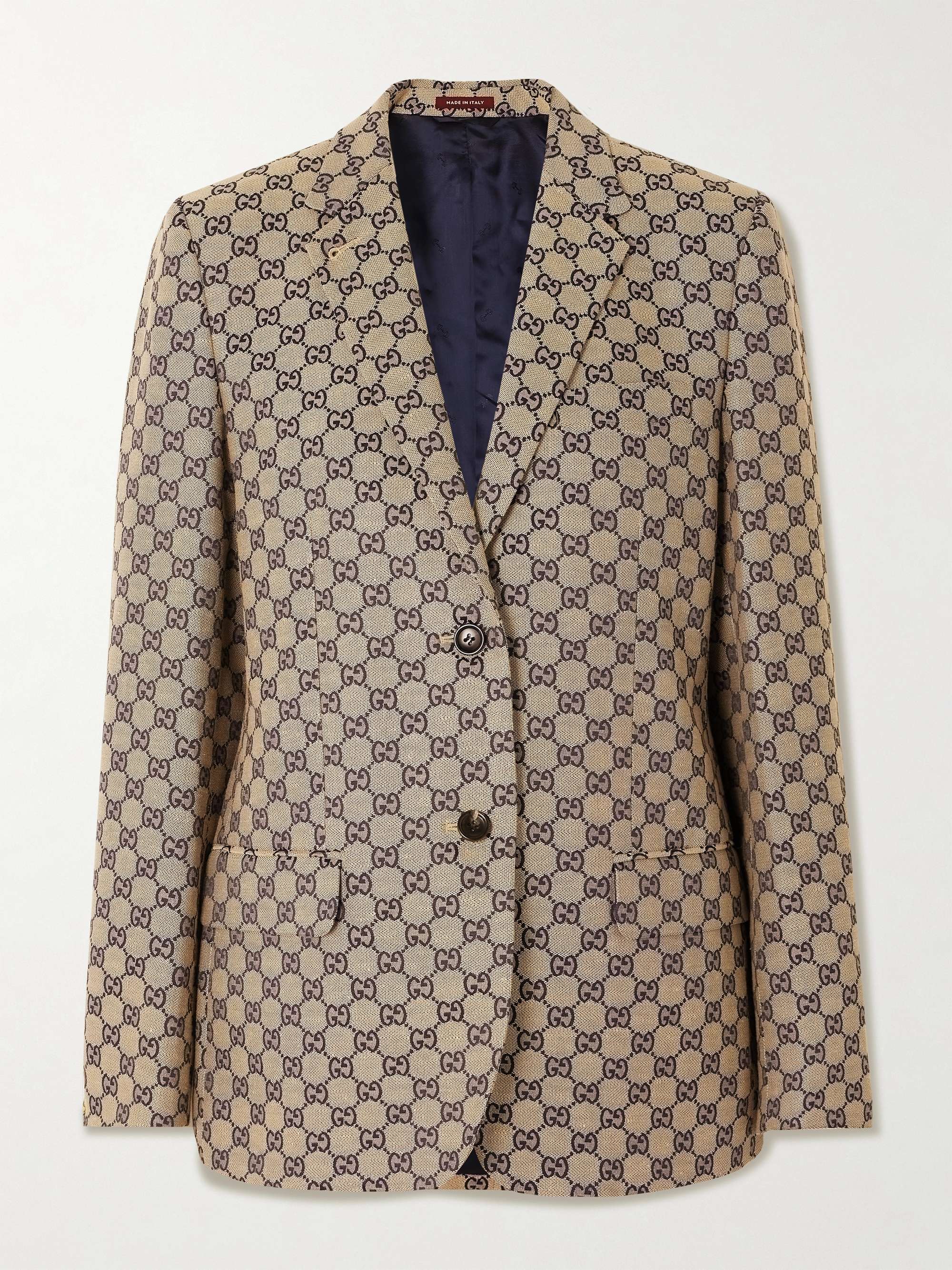 Linen-blend canvas-jacquard blazer view