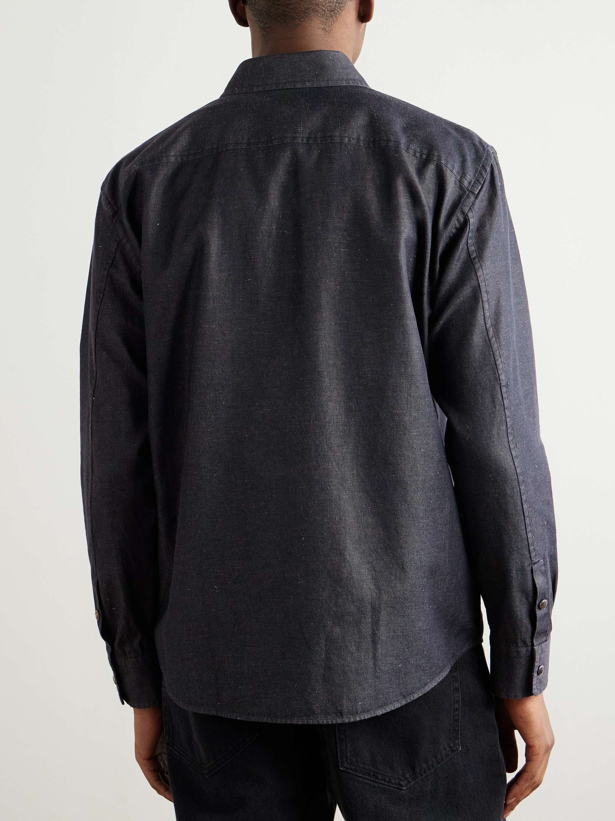 Slim-Fit Cotton and Linen-Blend Twill Shirt view