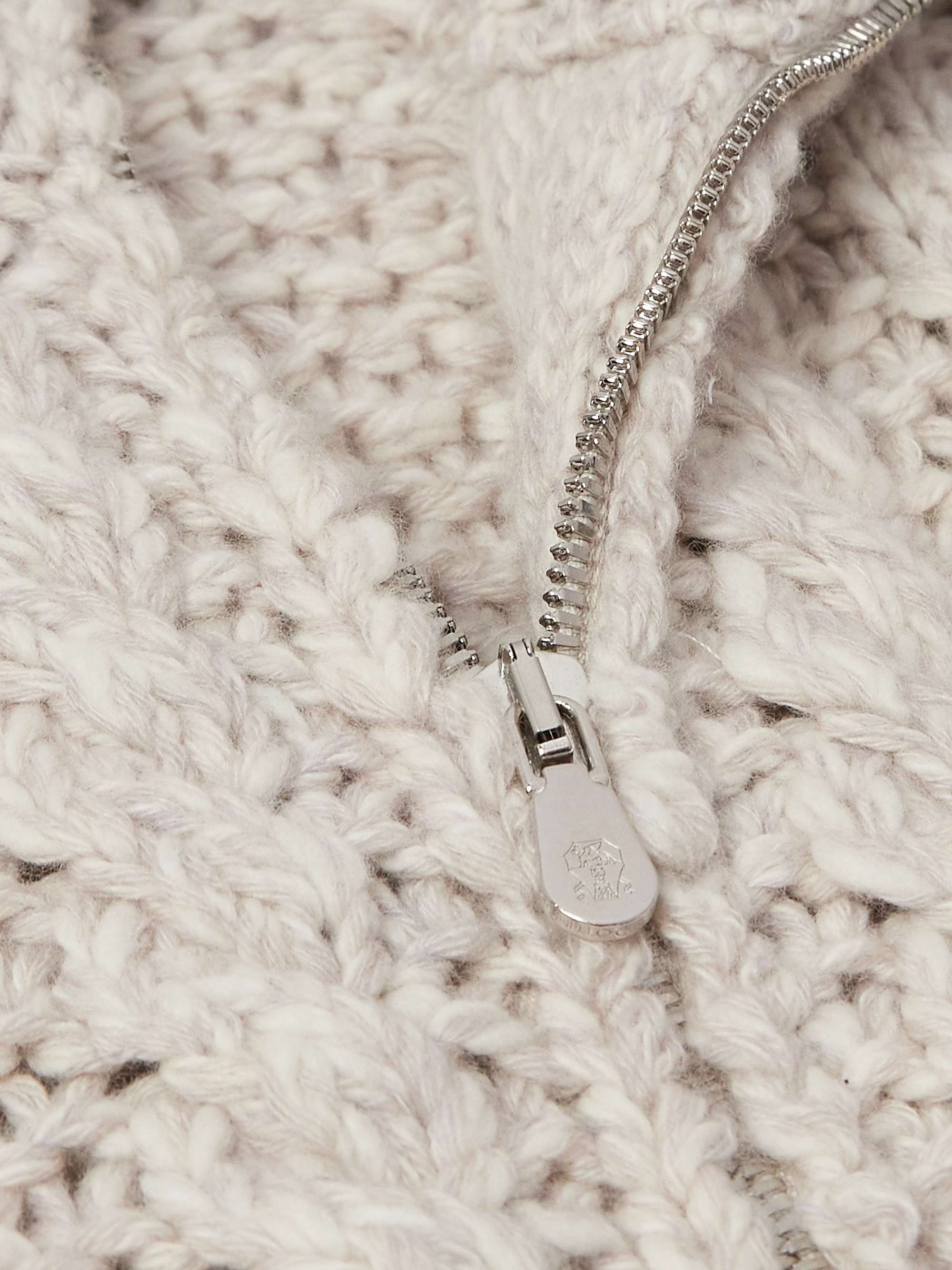 Cable-Knit Wool and Cashmere-Blend Zip-Up Cardigan view