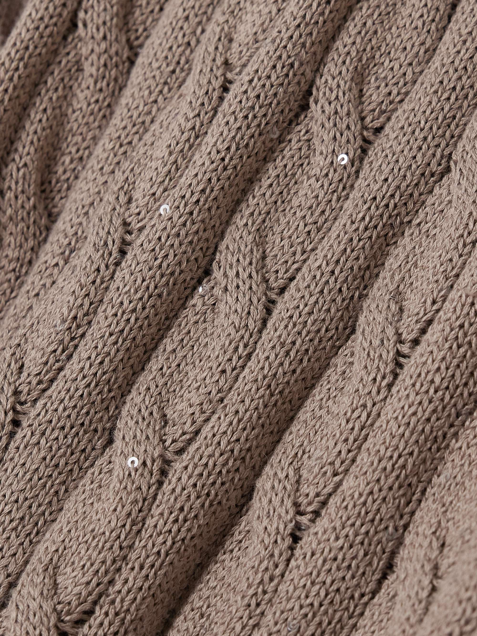 Sequined cable-knit cotton-blend sweater view