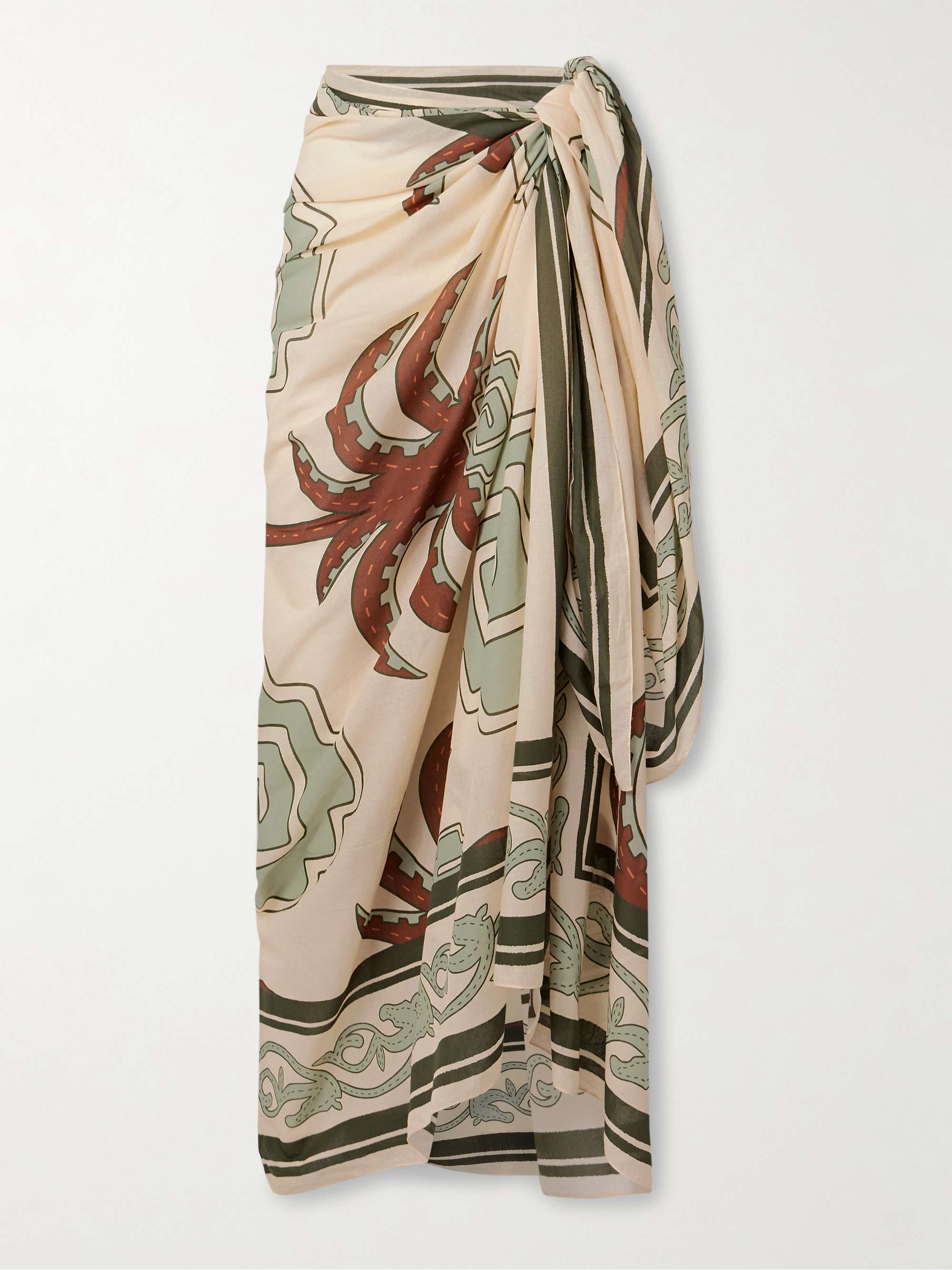 Printed organic cotton-voile pareo view