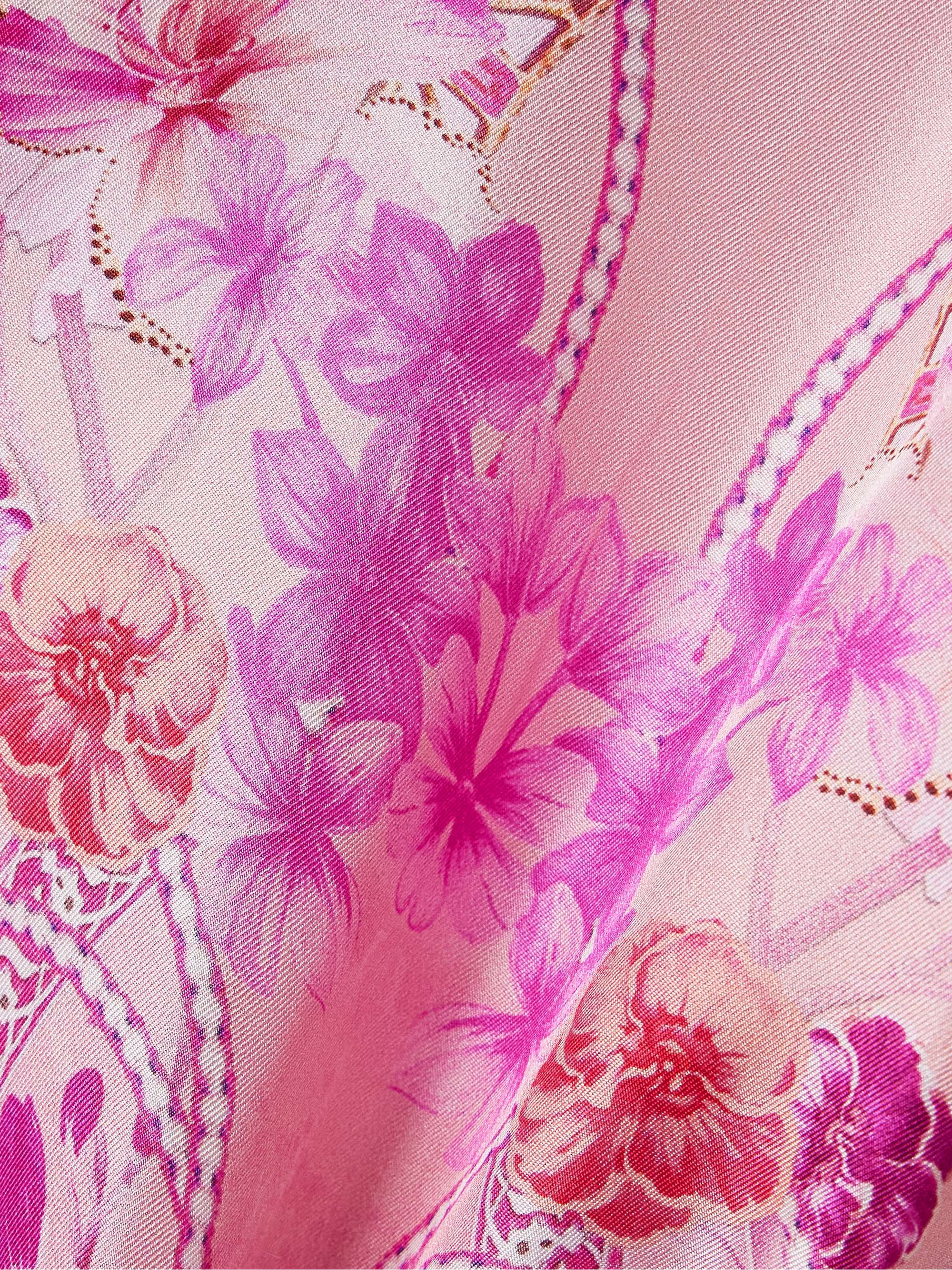 Cropped crystal-embellished printed silk halterneck top view