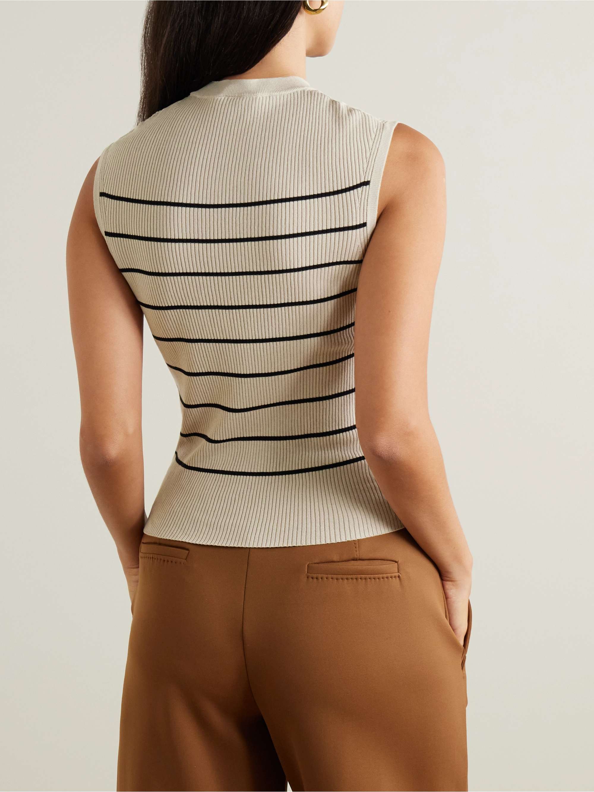 Giara striped ribbed cotton and silk-blend tank view