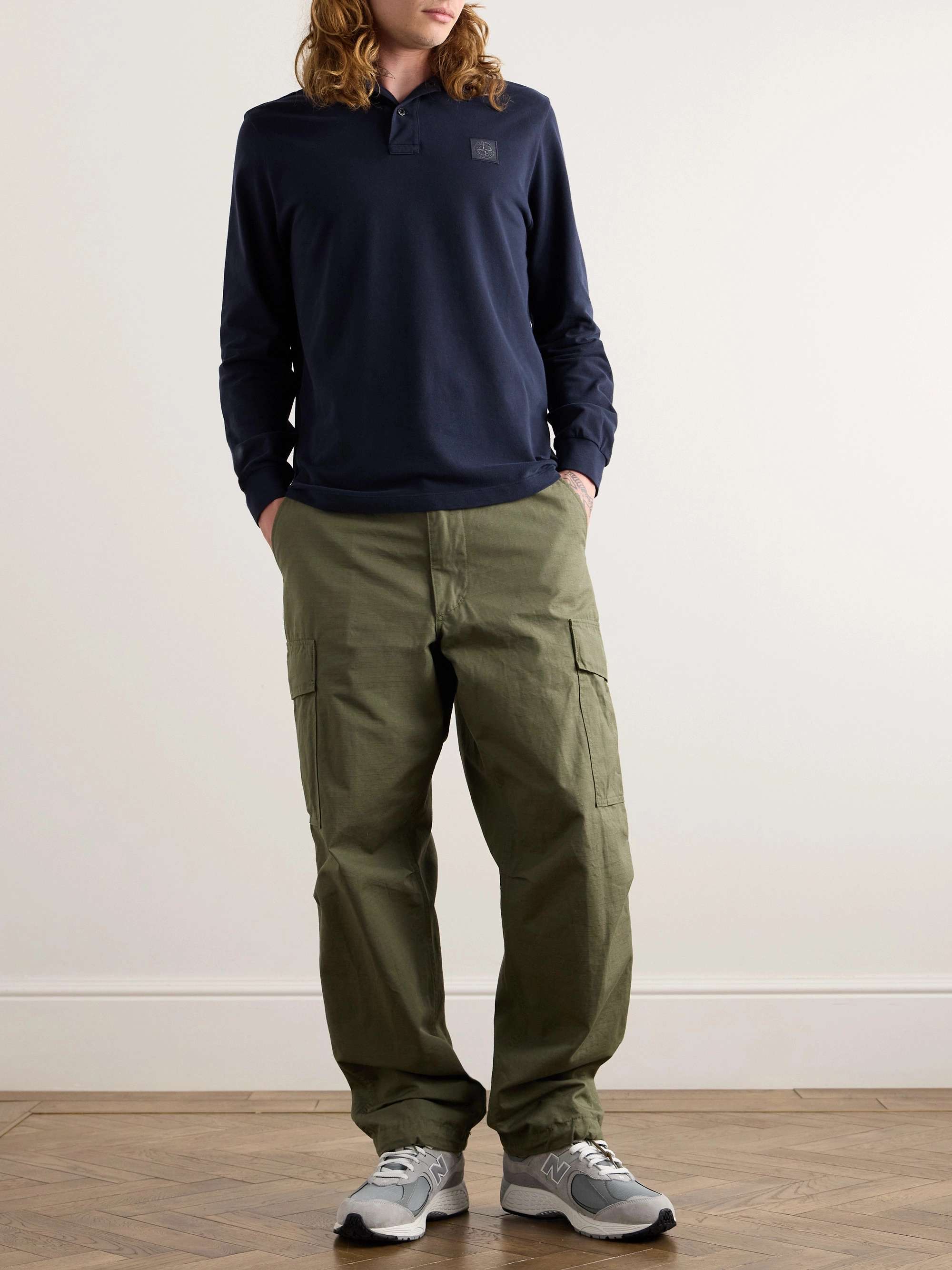 Logo-Appliquéd Garment-Dyed Cotton-Piqué Polo Shirt view