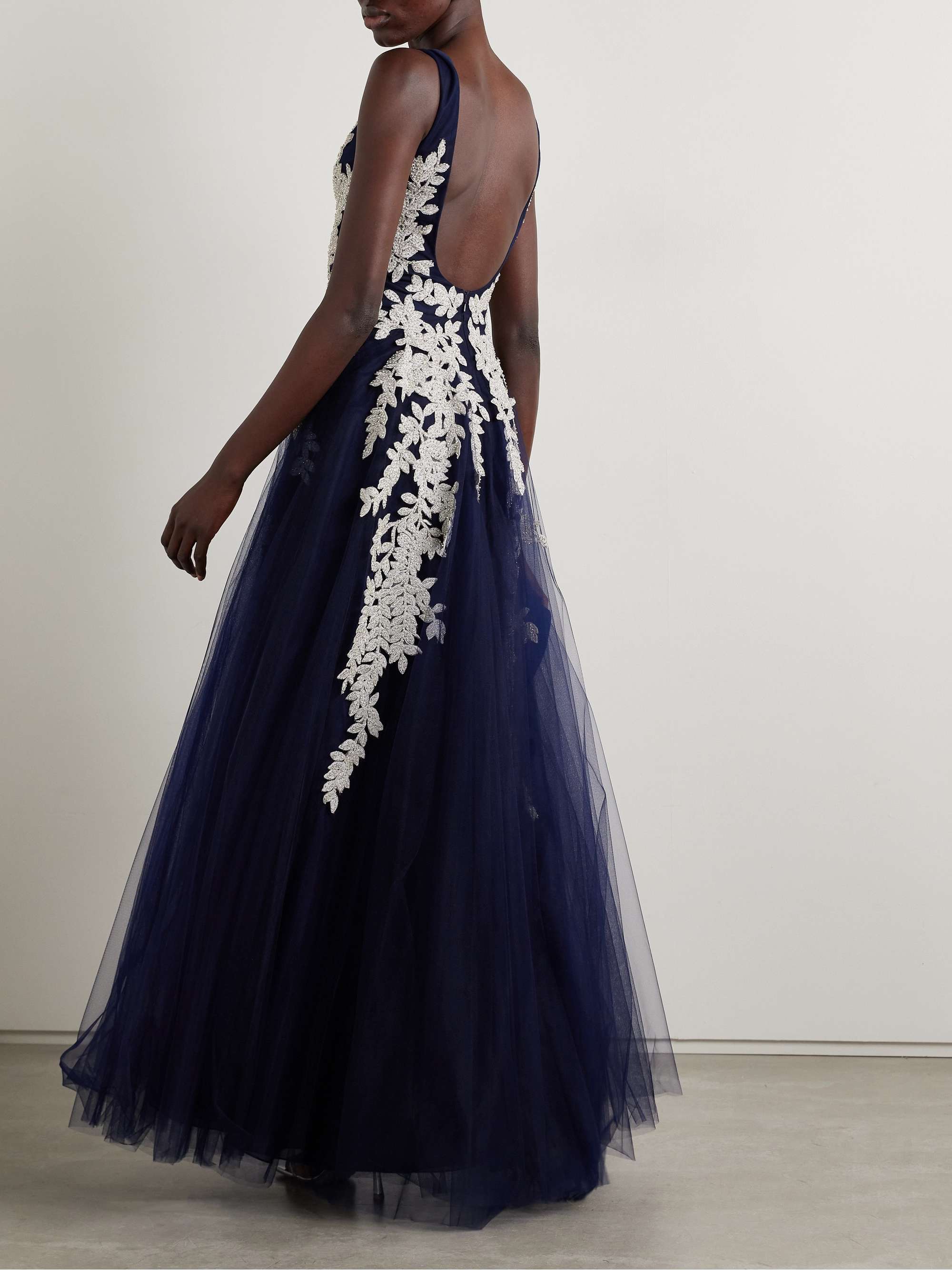 Bead-embellished embroidered tulle gown view