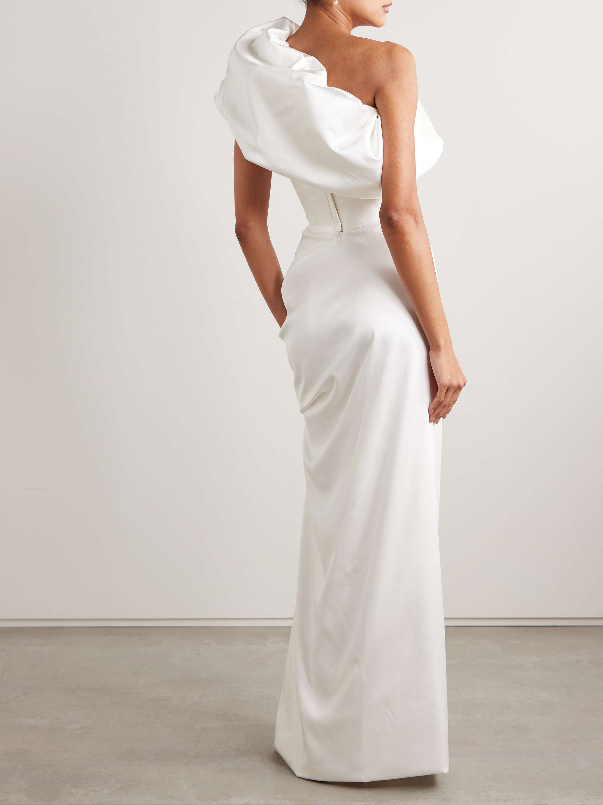 Sybyl off-the-shoulder draped satin gown view