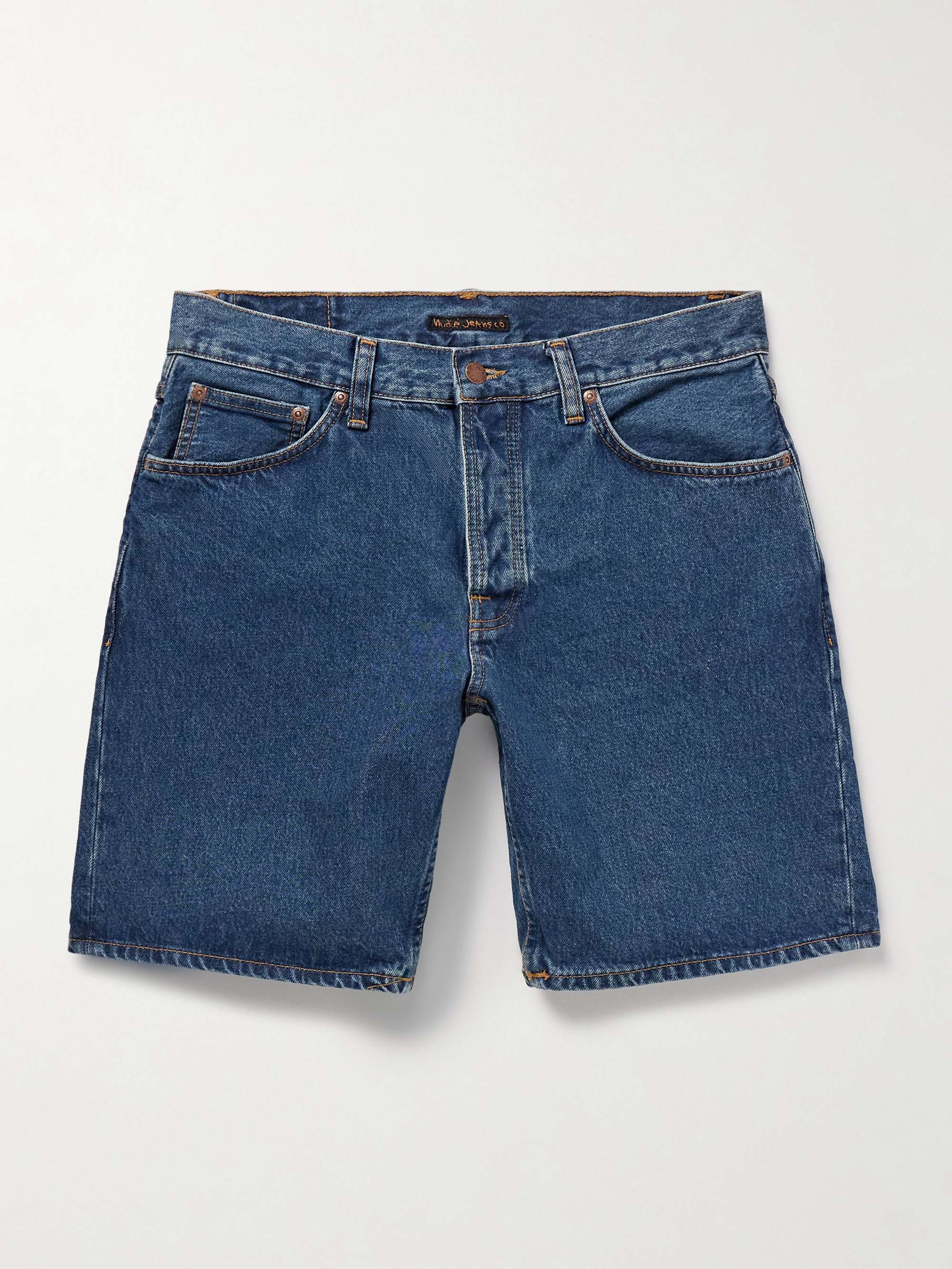 Seth Straight-Leg Stone-Washed Organic Denim Shorts view