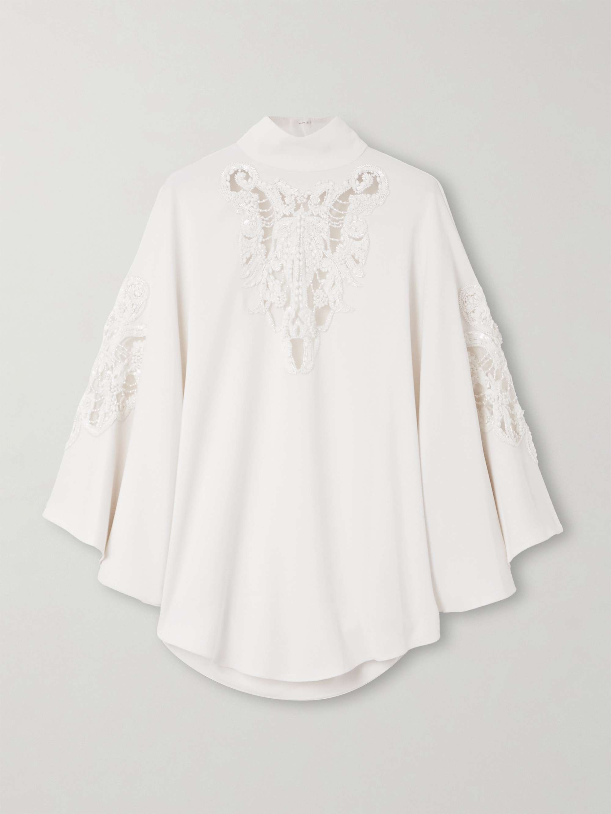 Embellished tulle-panelled cady blouse view