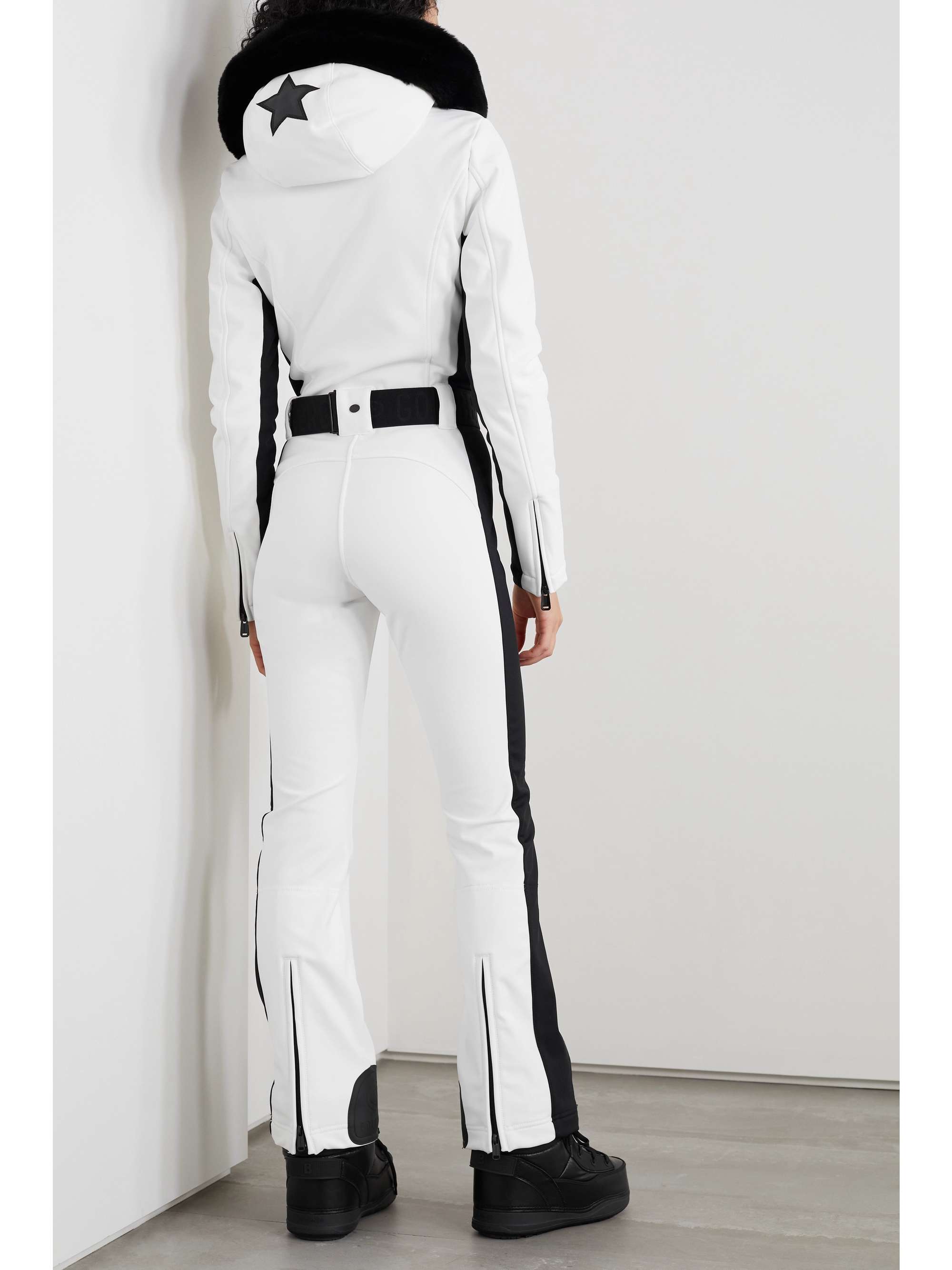 Parry belted hooded faux fur-trimmed ski suit view
