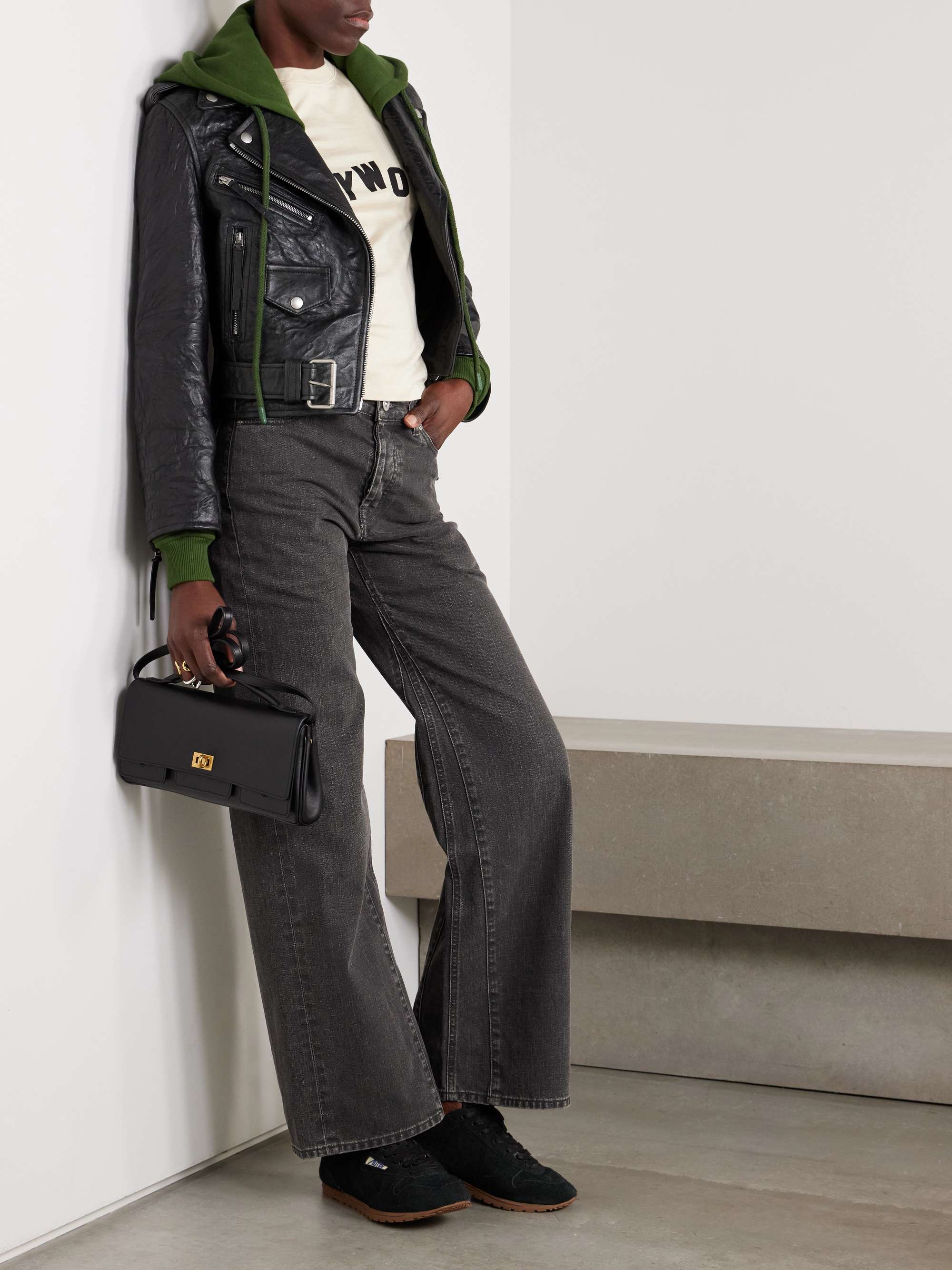 Treble Cut paneled high-rise wide-leg jeans view