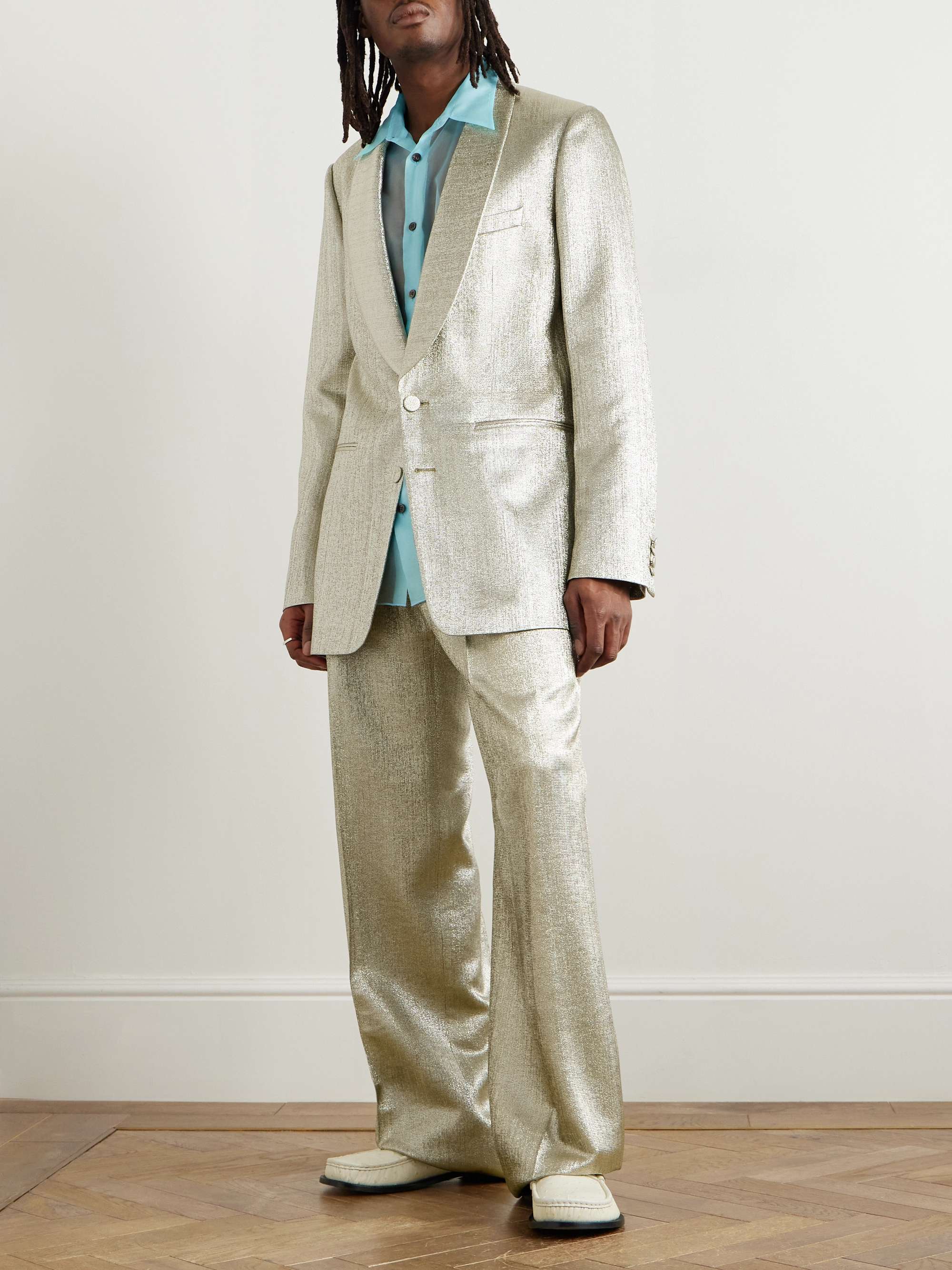 Shawl-Collar Lamé Suit Jacket view
