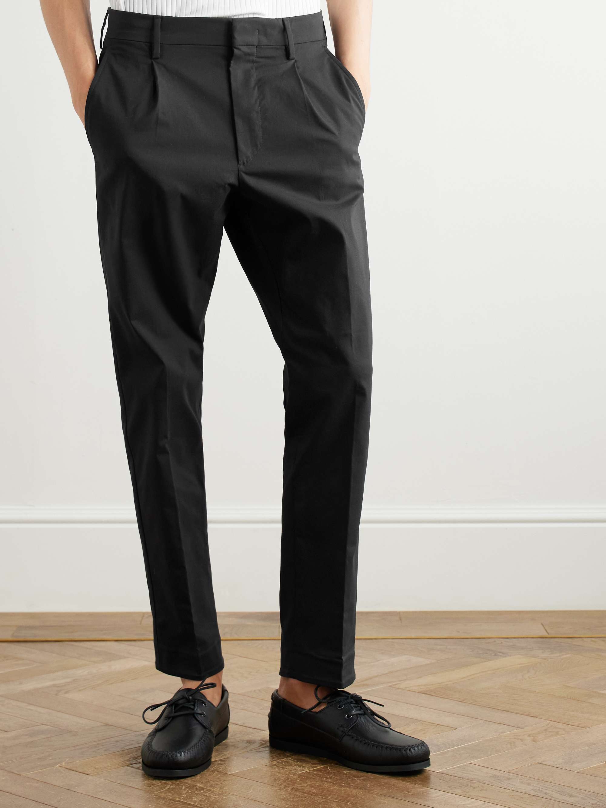 Bill 1680 Tapered Cropped Pleated Cotton-Blend Trousers view