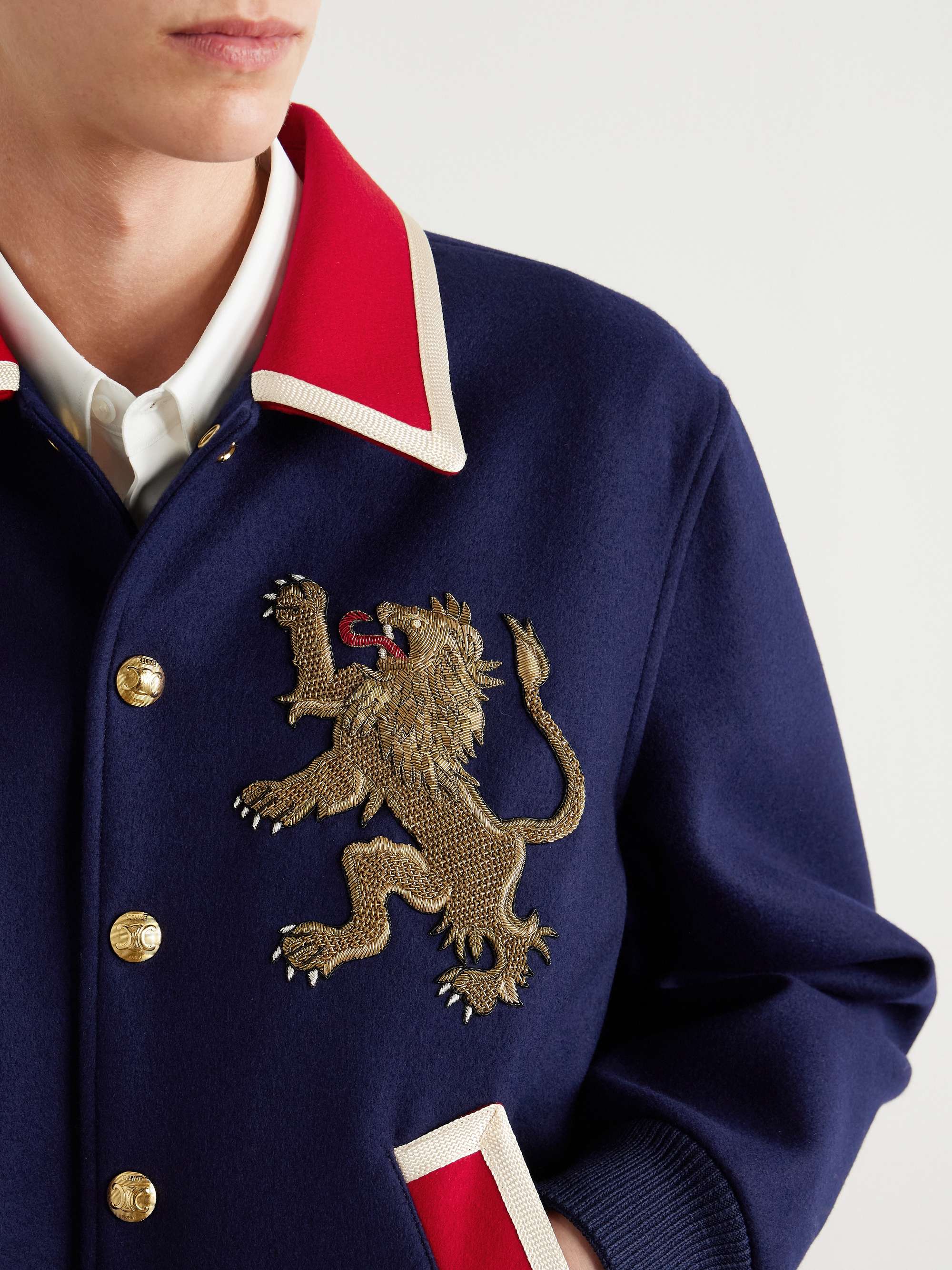 Teddy Embellished Wool-Flannel Bomber Jacket view