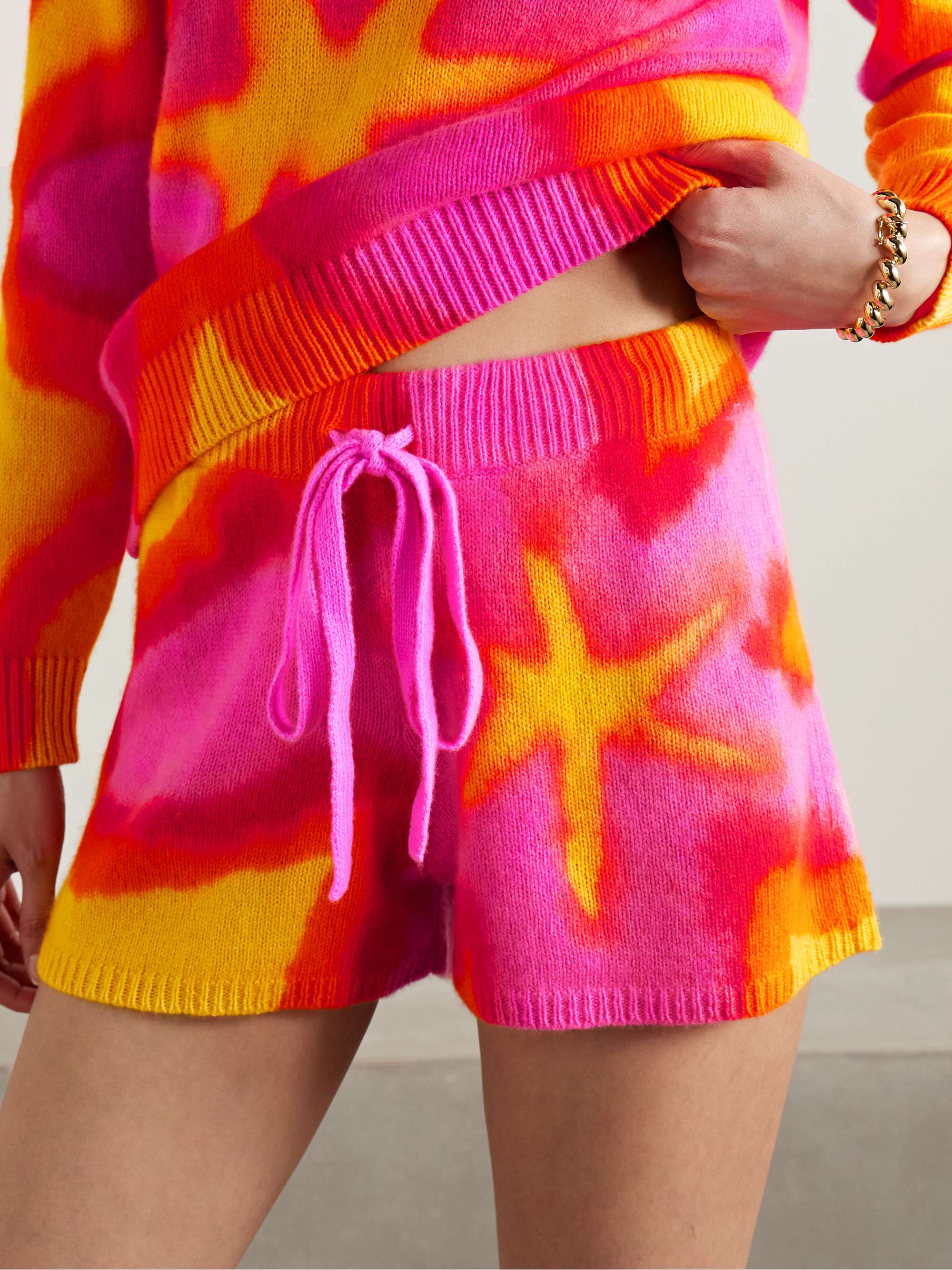 Tie-dyed cashmere shorts view