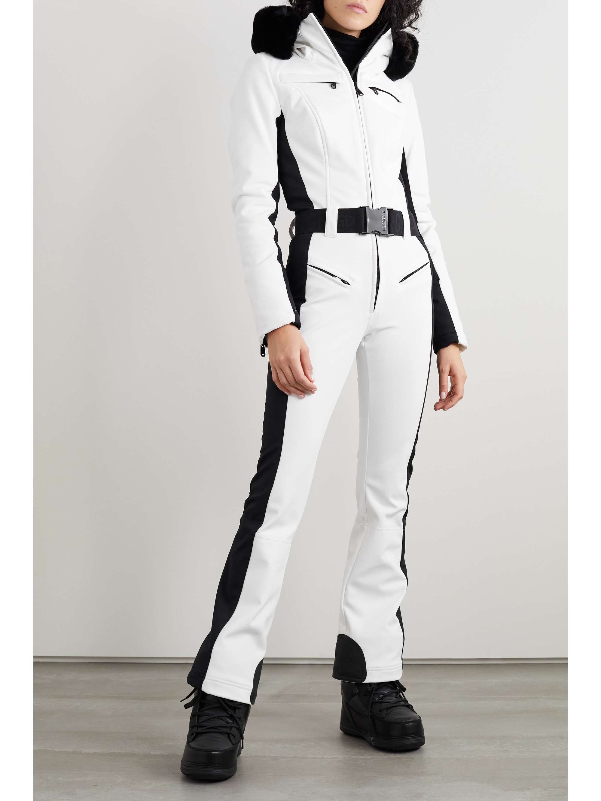 Parry belted hooded faux fur-trimmed ski suit view