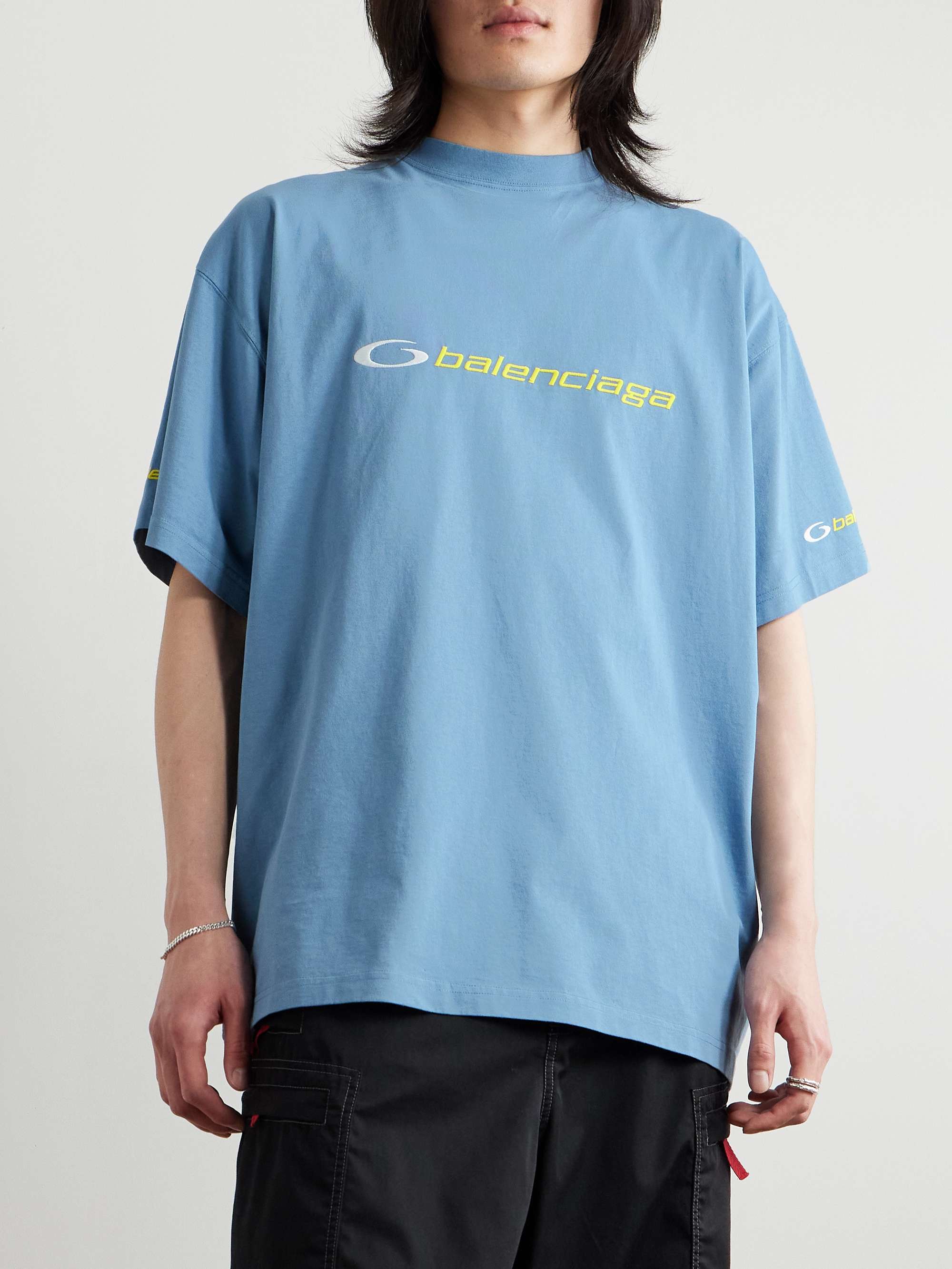 Oversized Logo-Embroidered Cotton-Jersey T-Shirt view