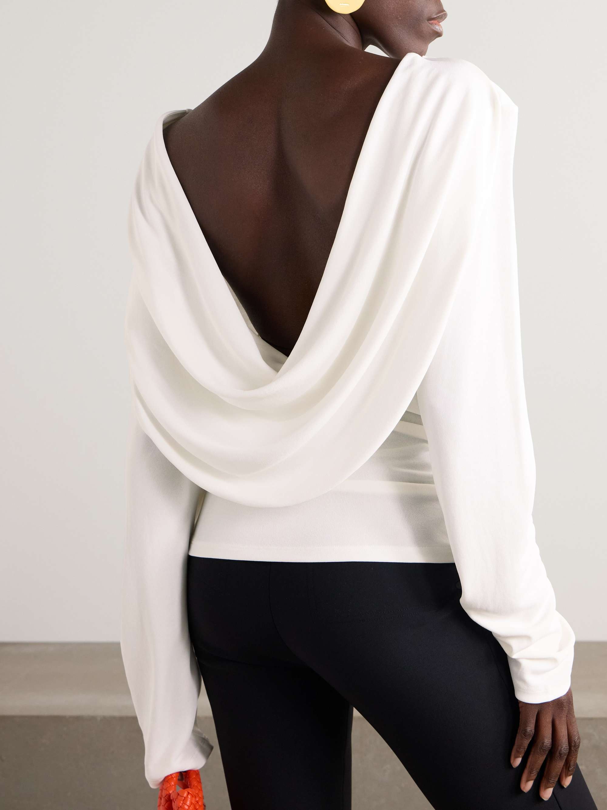 Croisière open-back draped jersey top view