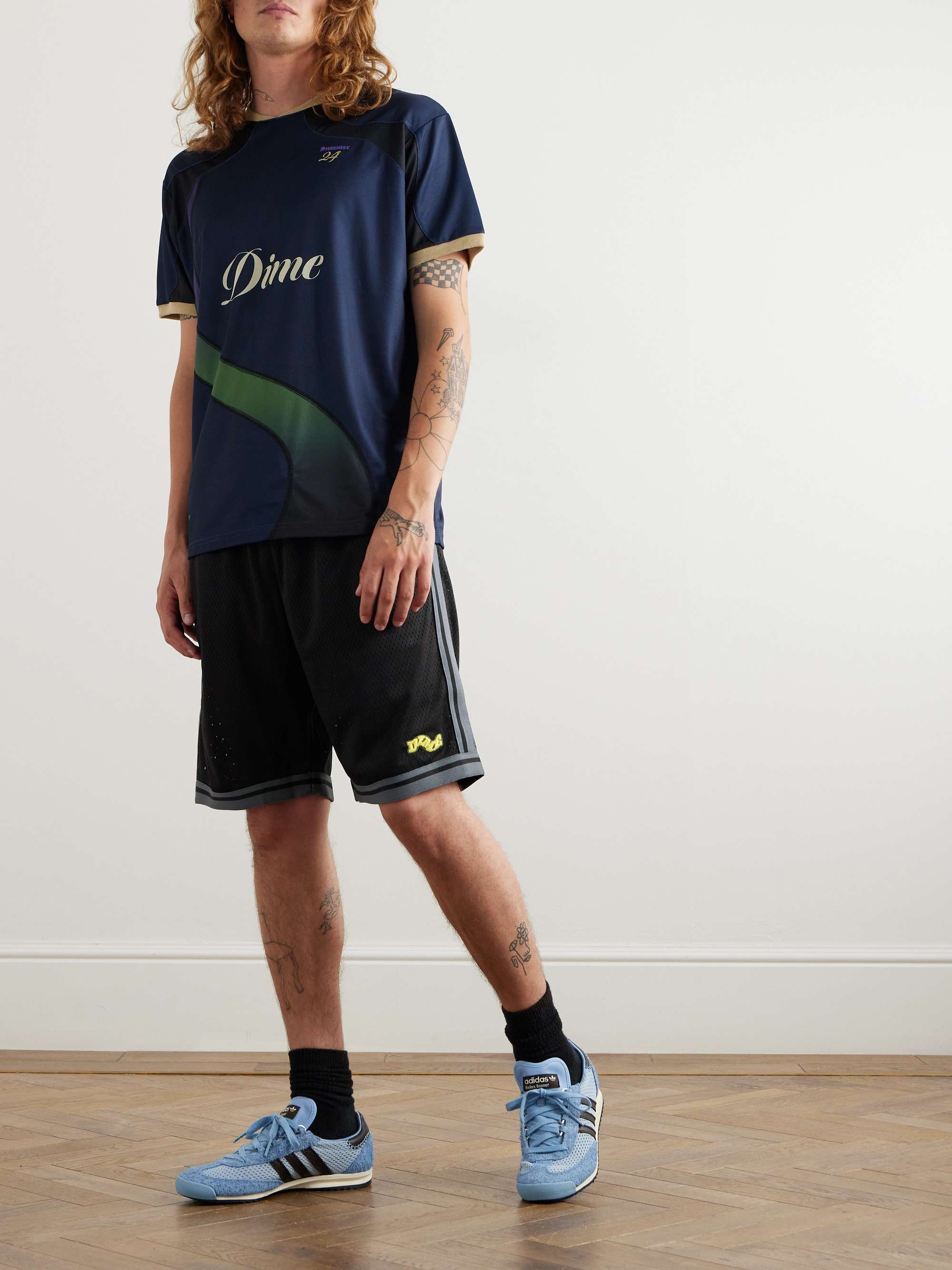 League Straight-Leg Webbing-Trimmed Mesh Drawstring Shorts view