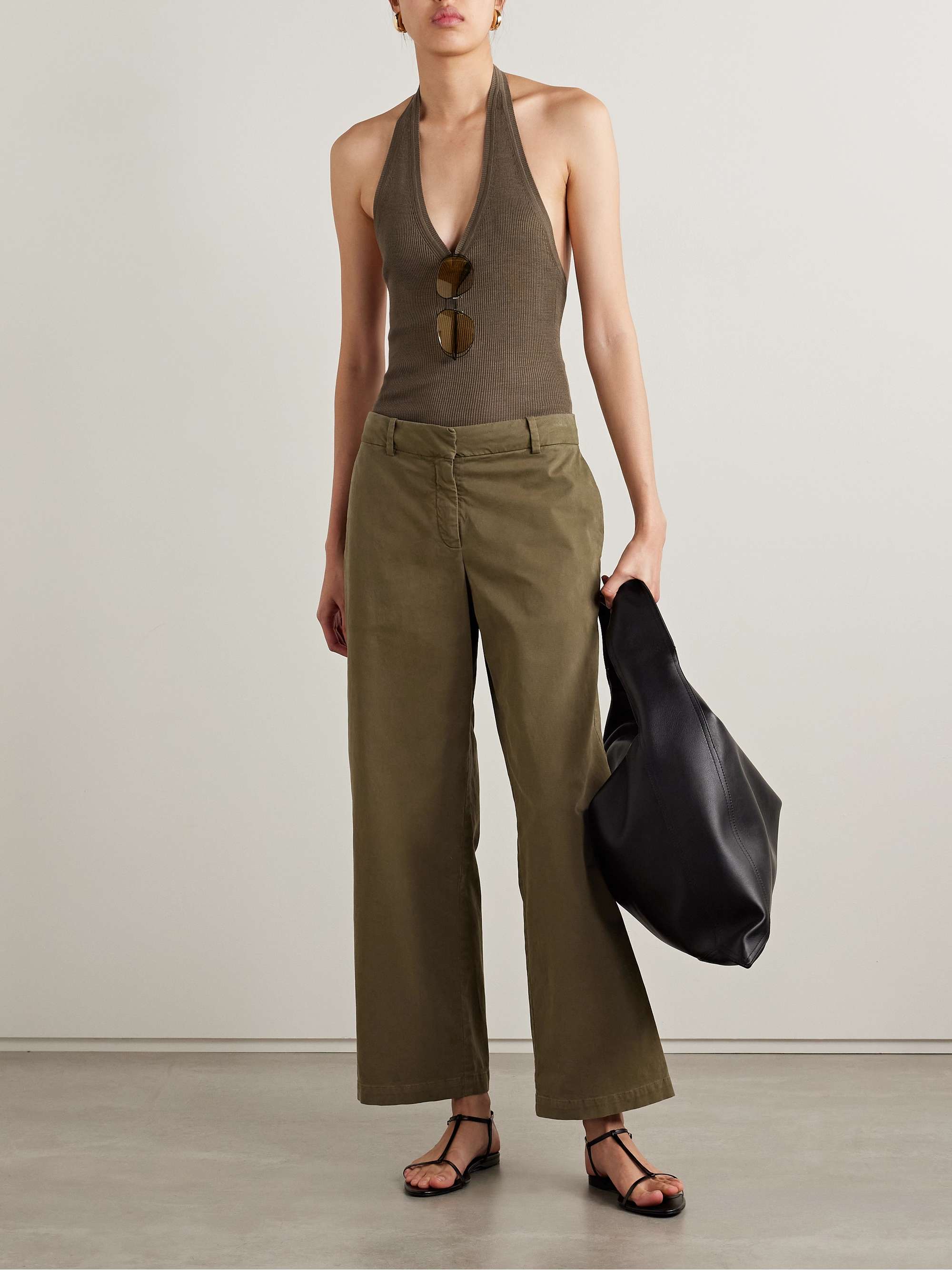 Nohan brushed cotton-blend twill wide-leg pants view