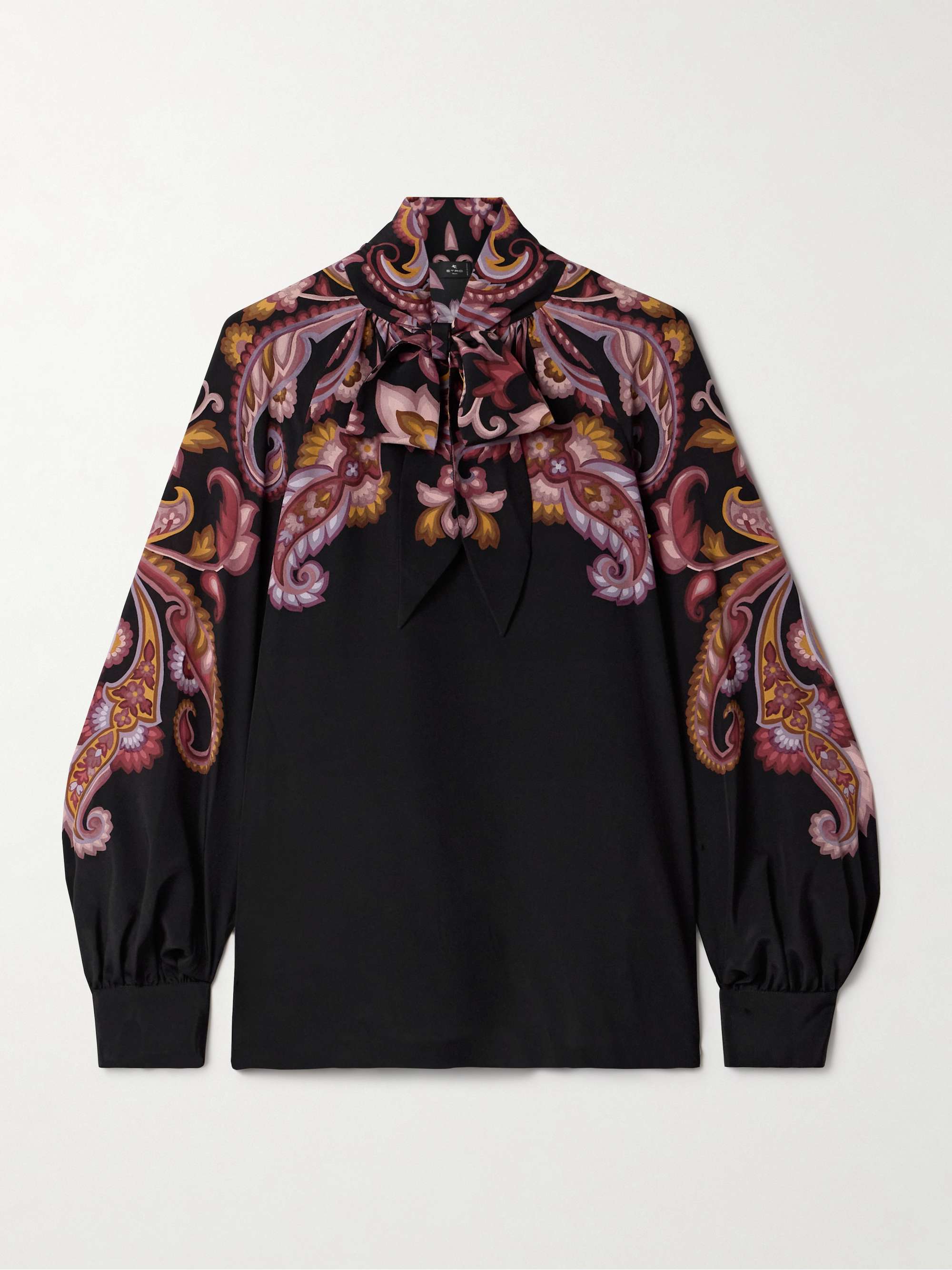 Pussy-bow paisley-print silk blouse view