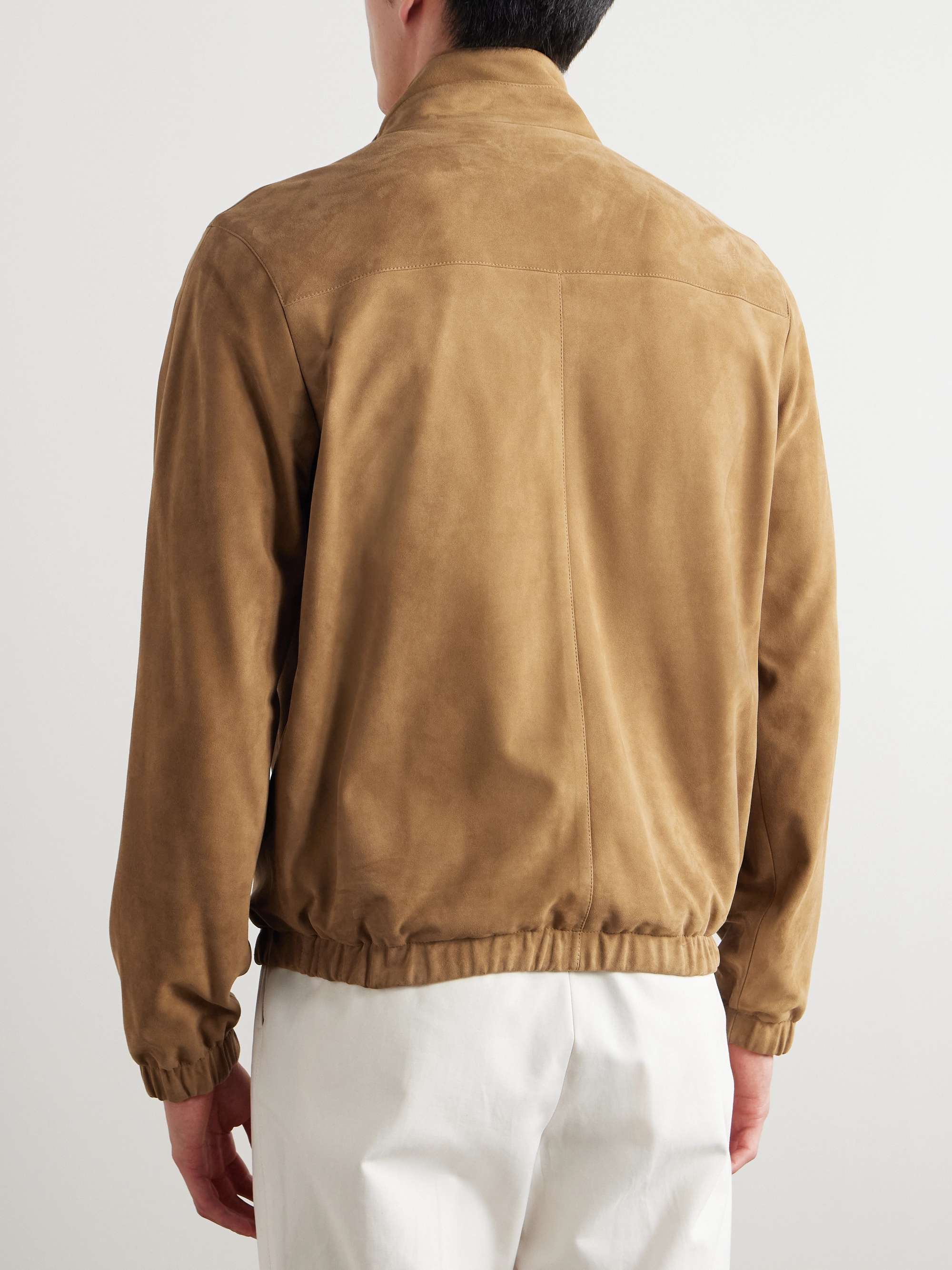 Suede Zip-Up Bomber Jacket view
