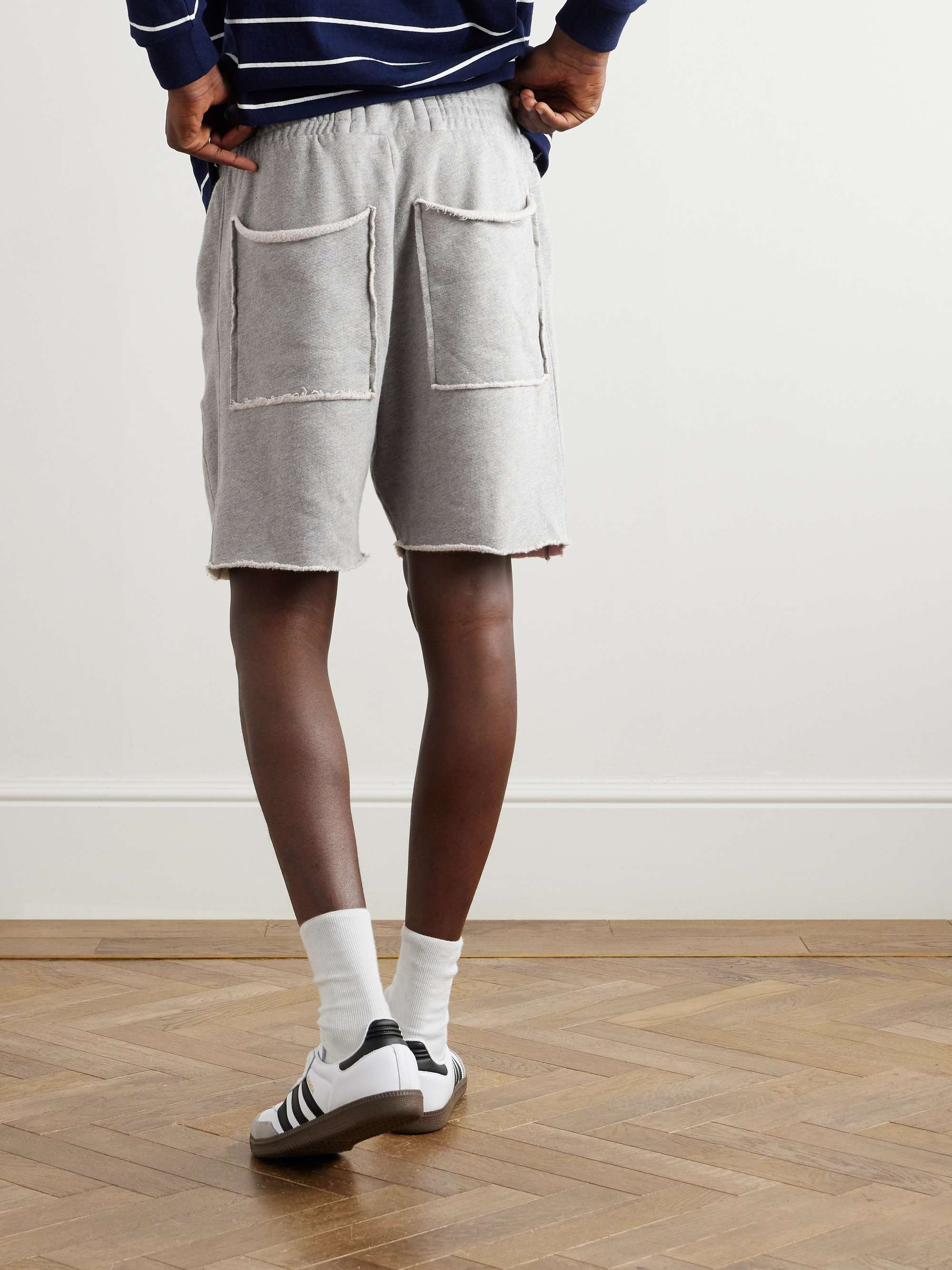 Straight-Leg Garment-Dyed Cotton-Jersey Drawstring Shorts view
