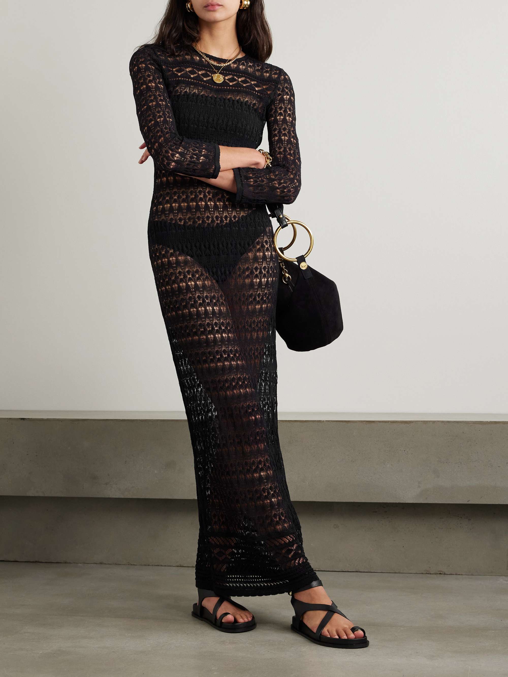 Paloma open-back crocheted cotton-blend maxi dress view