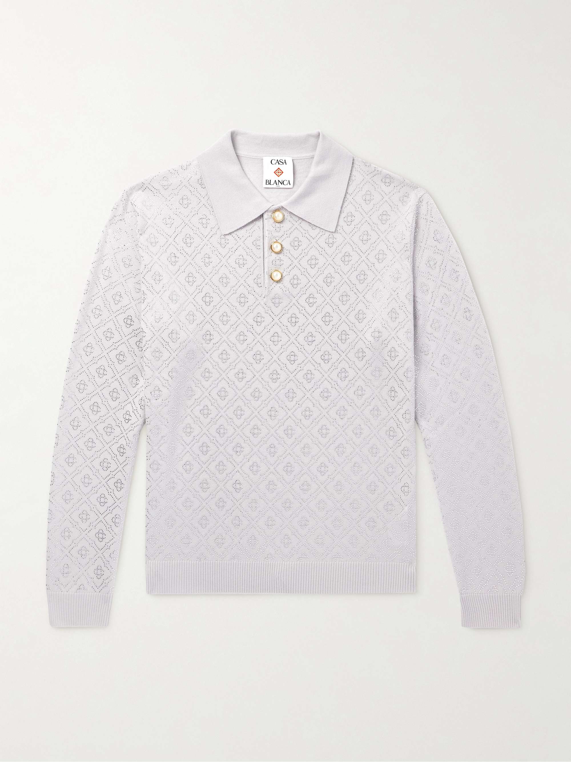 Crystal-Embellished Wool Polo Shirt view