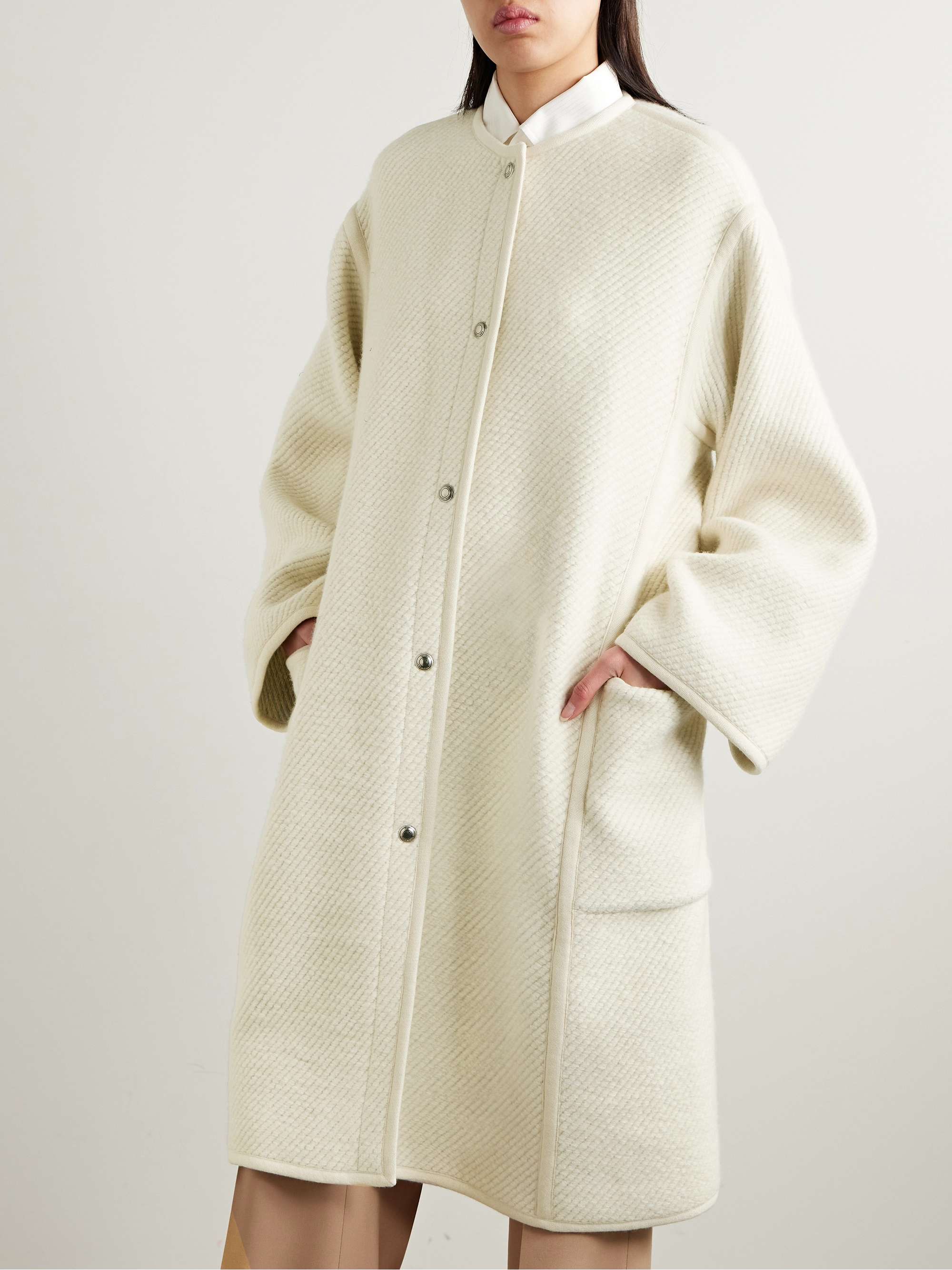 Silk, wool, cashmere and linen-blend coat view