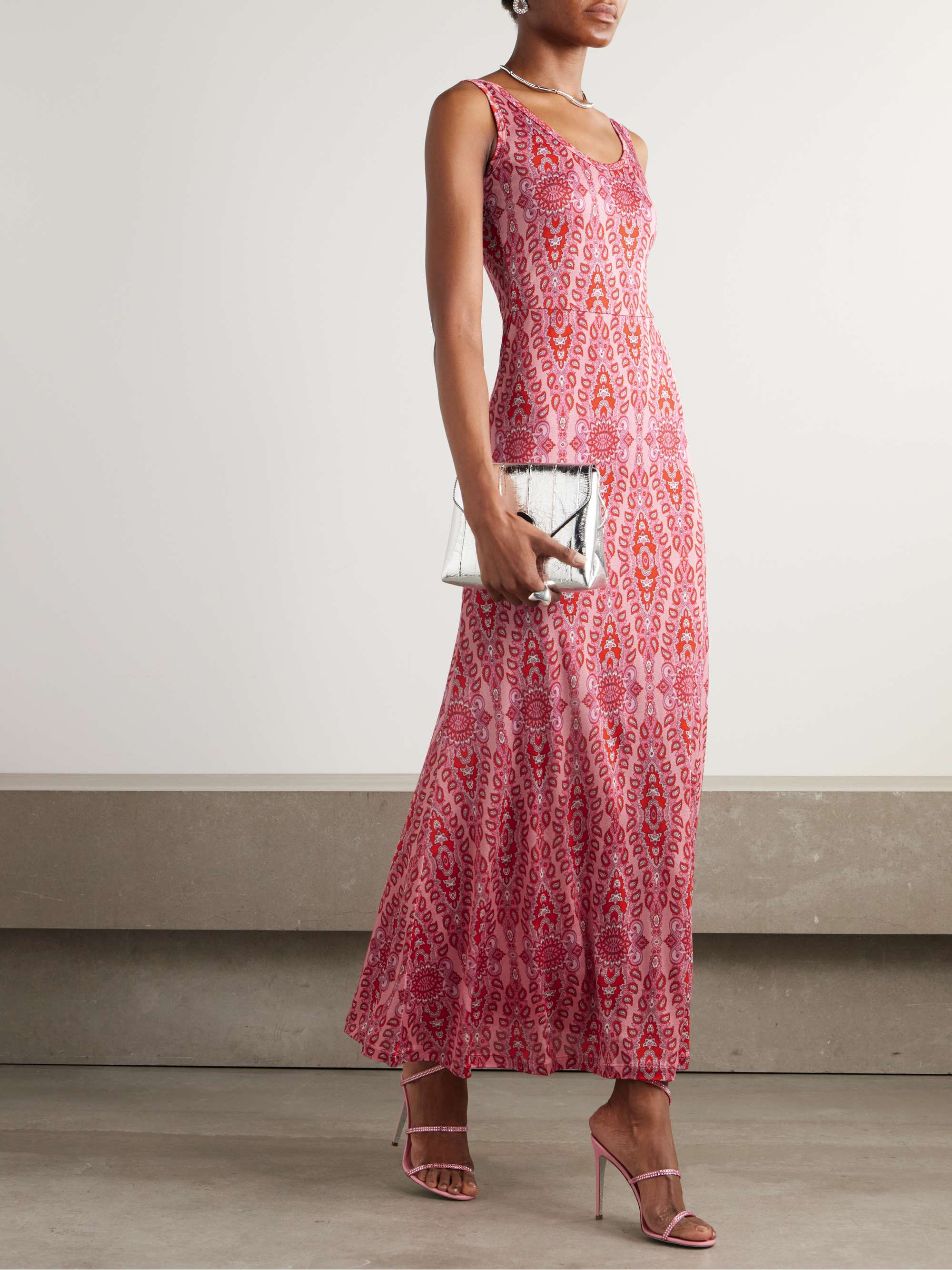 Printed knitted maxi dress view