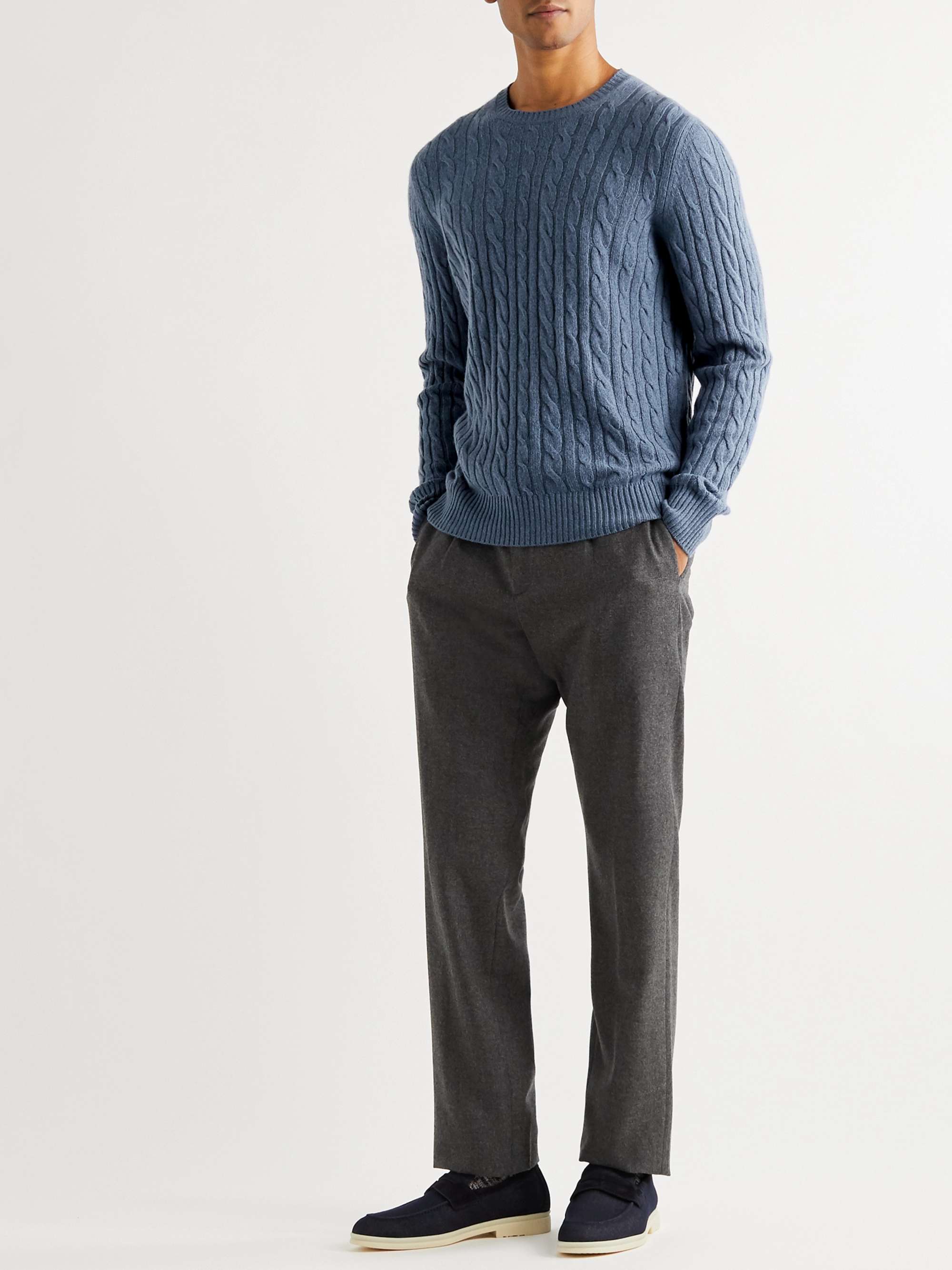 Slim-Fit Cable-Knit Baby Cashmere Sweater view