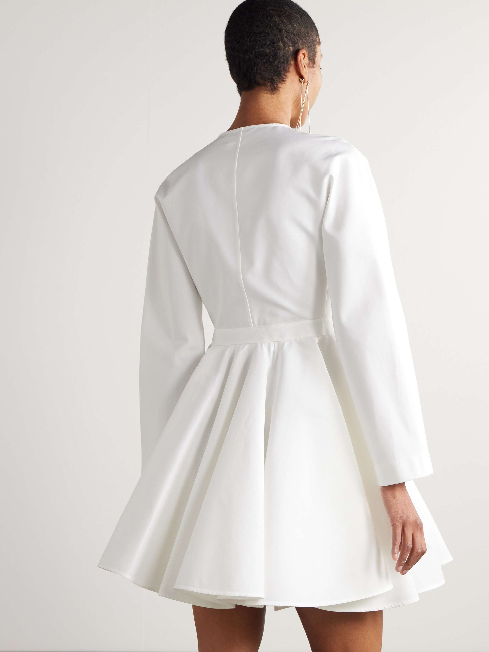 Asymmetric cotton-poplin mini dress view