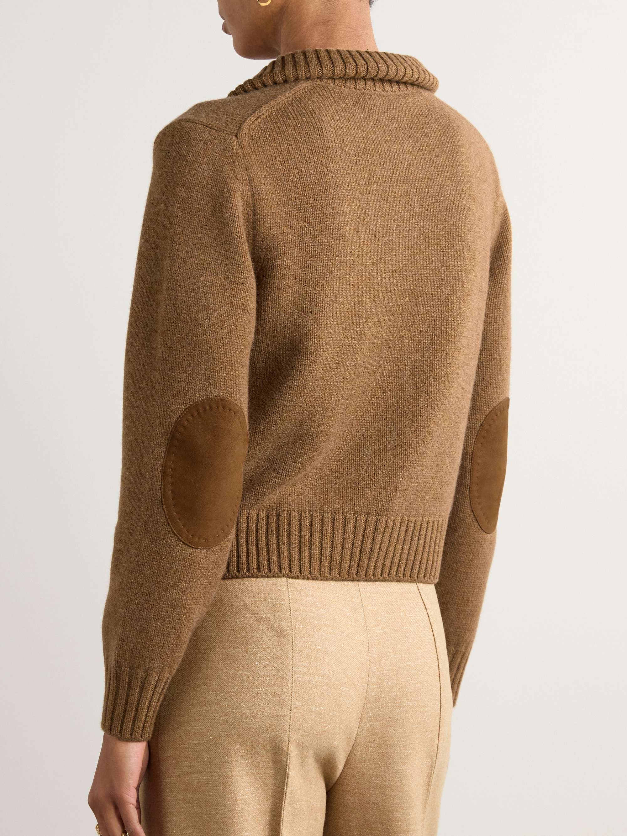 Parksville suede-trimmed cashmere cardigan view